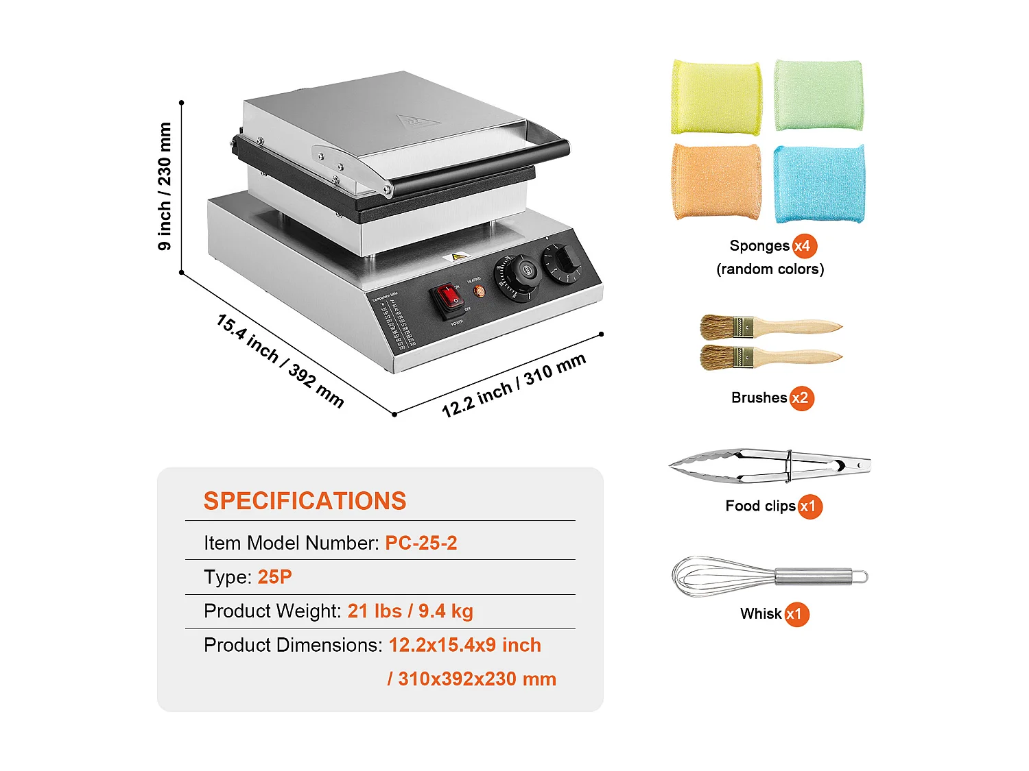 Waffeleisen SucceBuy Set aus 25 Mini-Holländischen Pfannkuchen 43 mm für Gewerbliche Bäckerei Dorayaki 1700 W