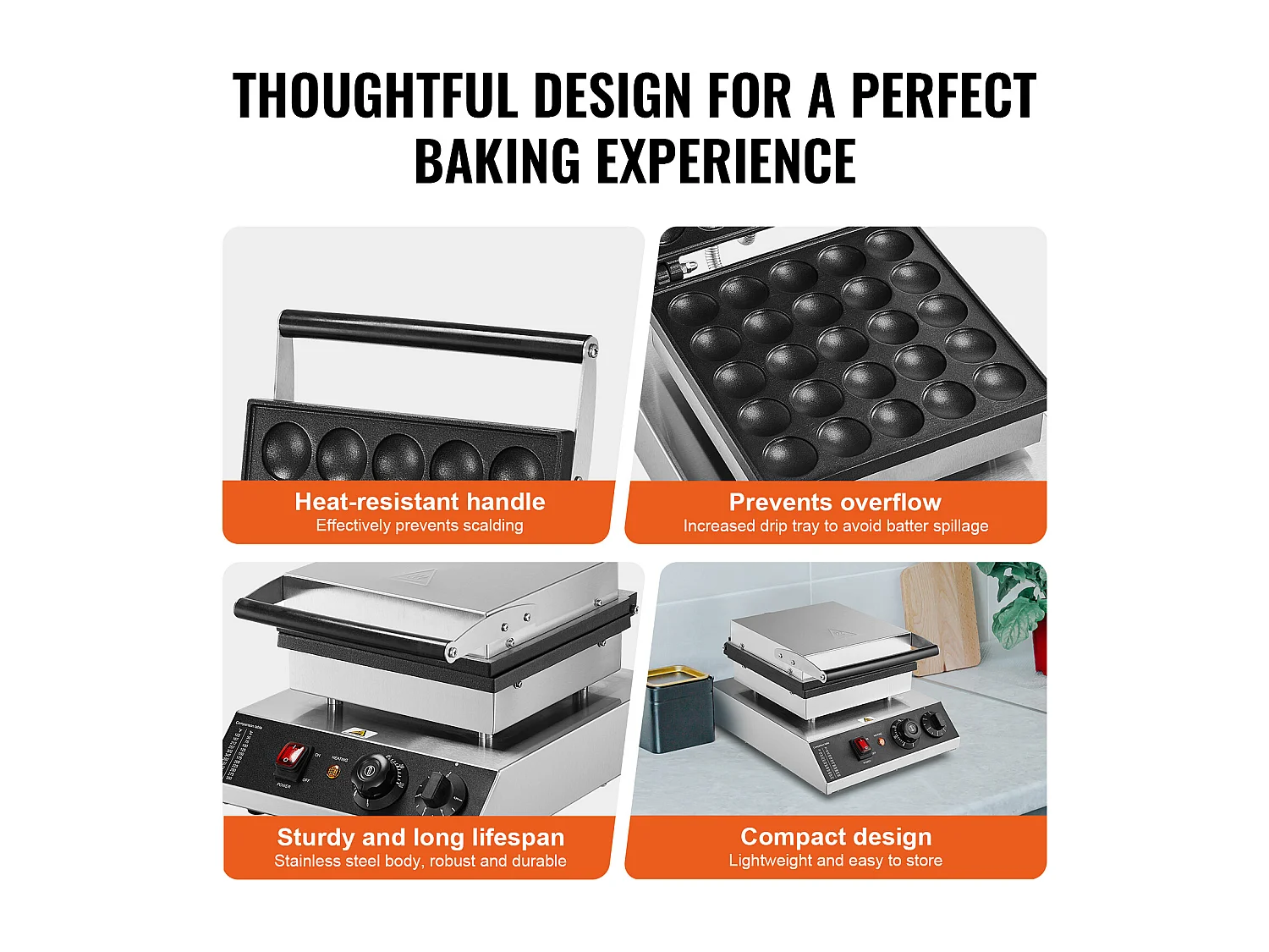 Waffeleisen SucceBuy Set aus 25 Mini-Holländischen Pfannkuchen 43 mm für Gewerbliche Bäckerei Dorayaki 1700 W