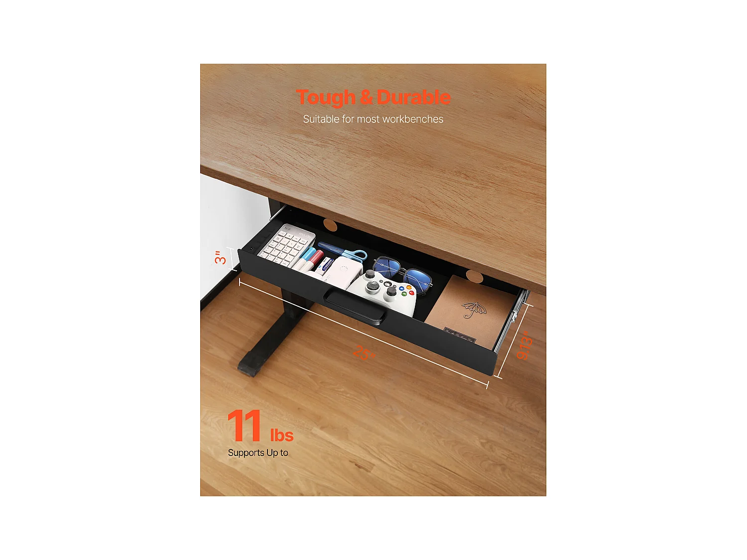 Schubladen Organizer SucceBuy Ausziehbar 58 cm unter dem Schreibtisch Platzsparend für das Homeoffice