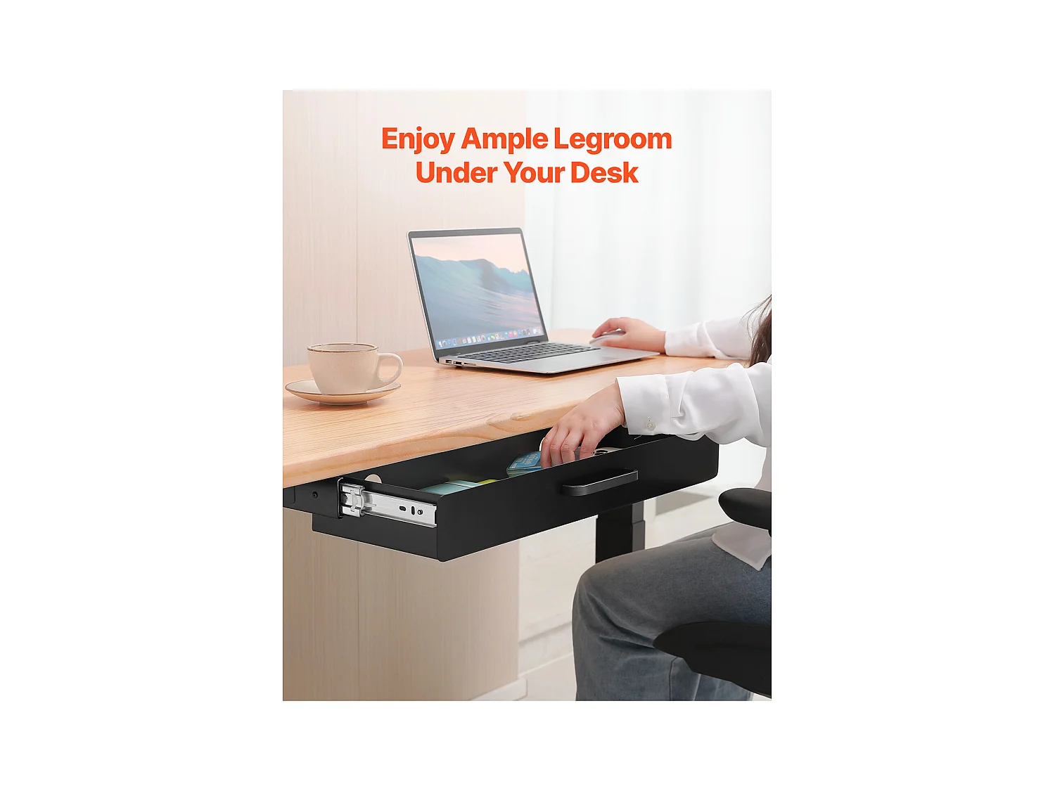 Schubladen Organizer SucceBuy Ausziehbar 58 cm unter dem Schreibtisch Platzsparend für das Homeoffice