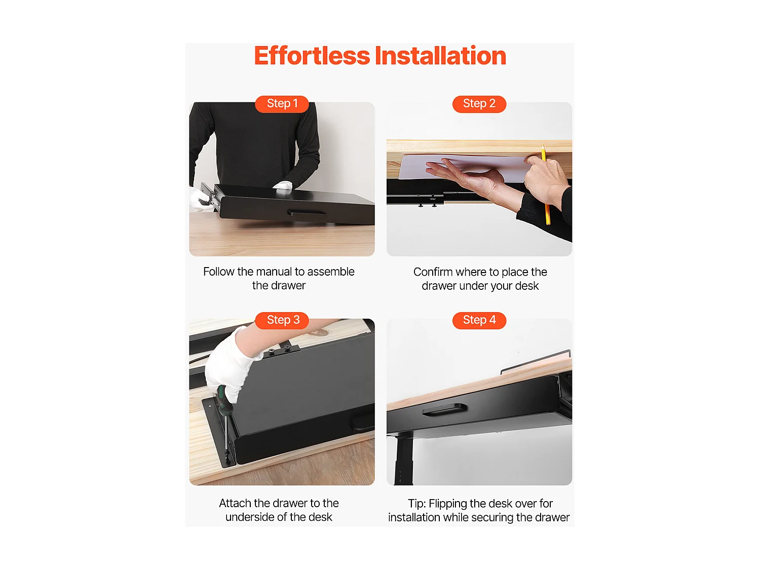 Organiseur de Tiroir SucceBuy Coulissant 58 cm sous le Bureau Gain de Place pour le Bureau à Domicile