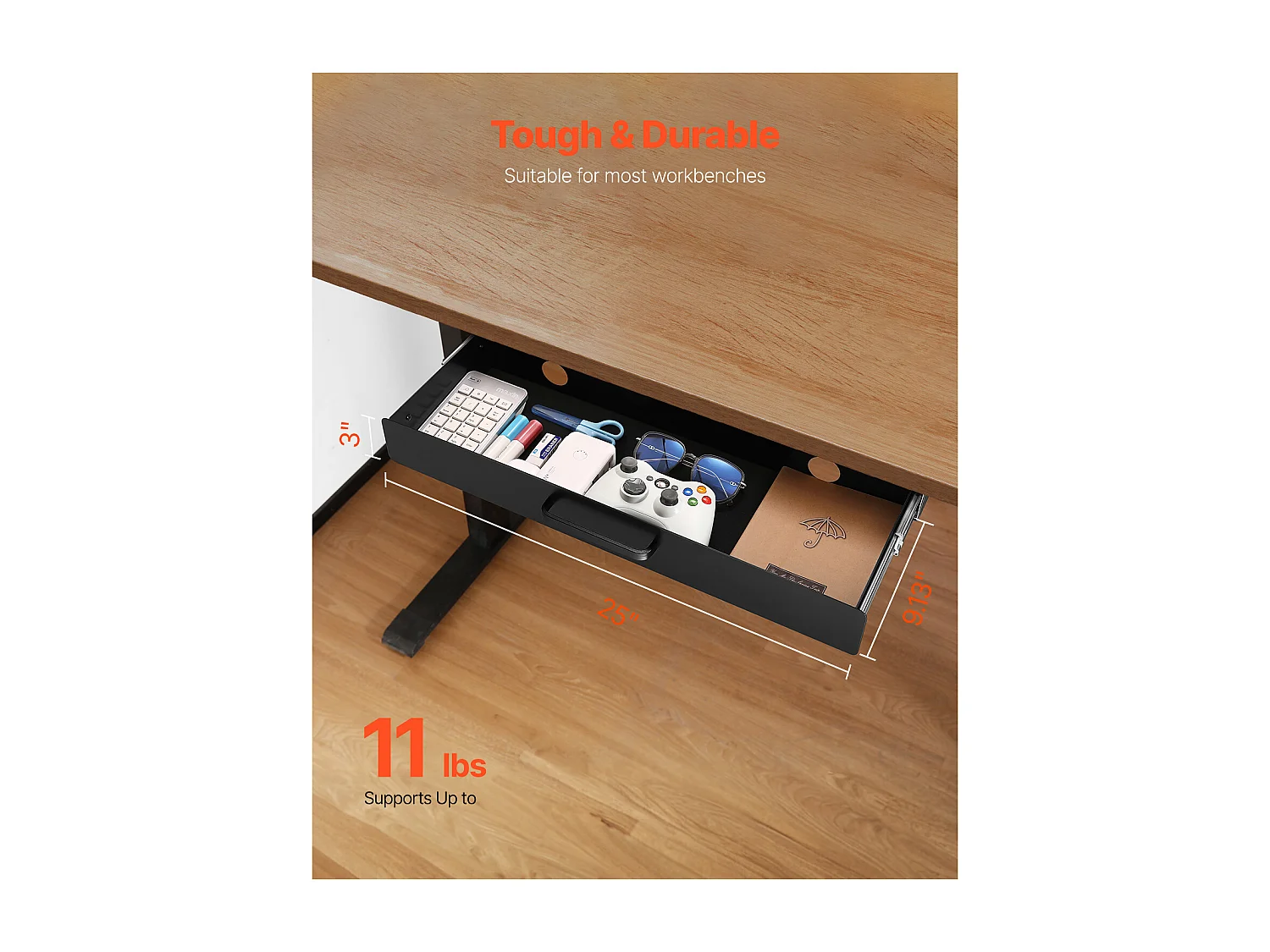 Organiseur de Tiroir SucceBuy Coulissant 58 cm sous le Bureau Gain de Place pour le Bureau à Domicile