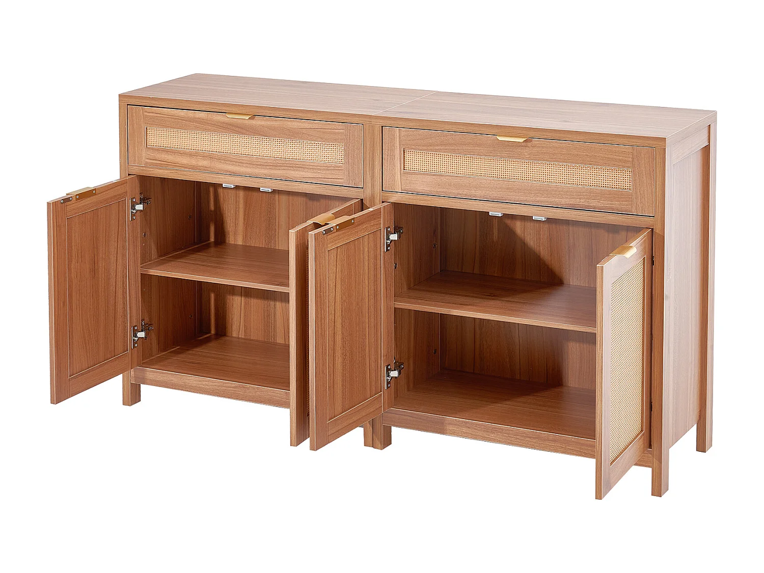 Armoire SucceBuy Ensemble de 2 Armoires en Rotin, Étages Réglables pour un Rangement Spacieux, Idéal pour les Couloirs, les Entrées