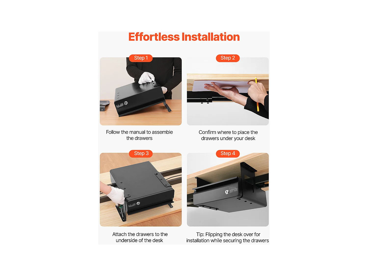 Organiseur de Tiroir SucceBuy Verrouillable sous le Bureau de 33 cm Coulissant pour le Bureau à Domicile