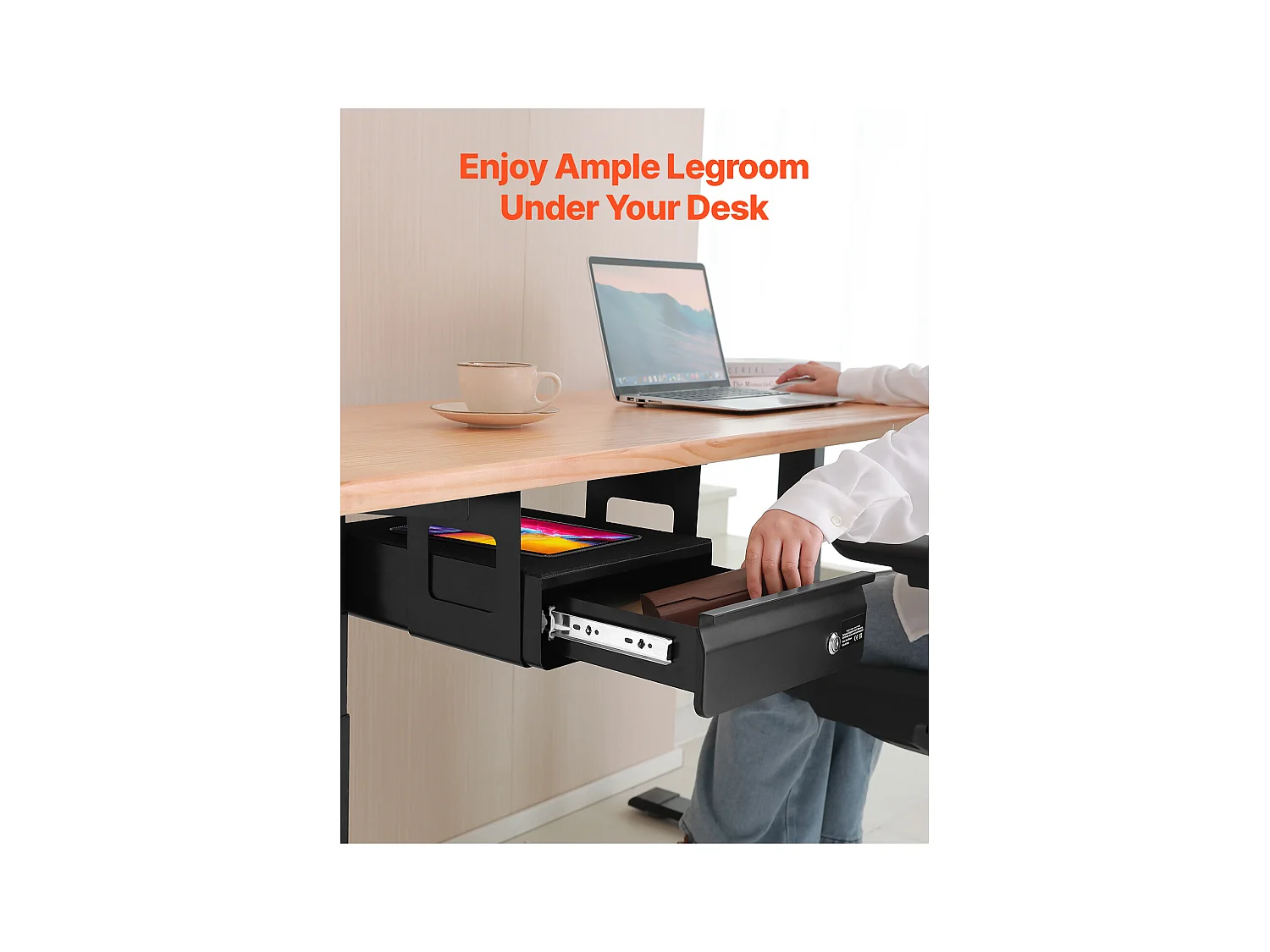 Organiseur de Tiroir SucceBuy Verrouillable sous le Bureau de 33 cm Coulissant pour le Bureau à Domicile