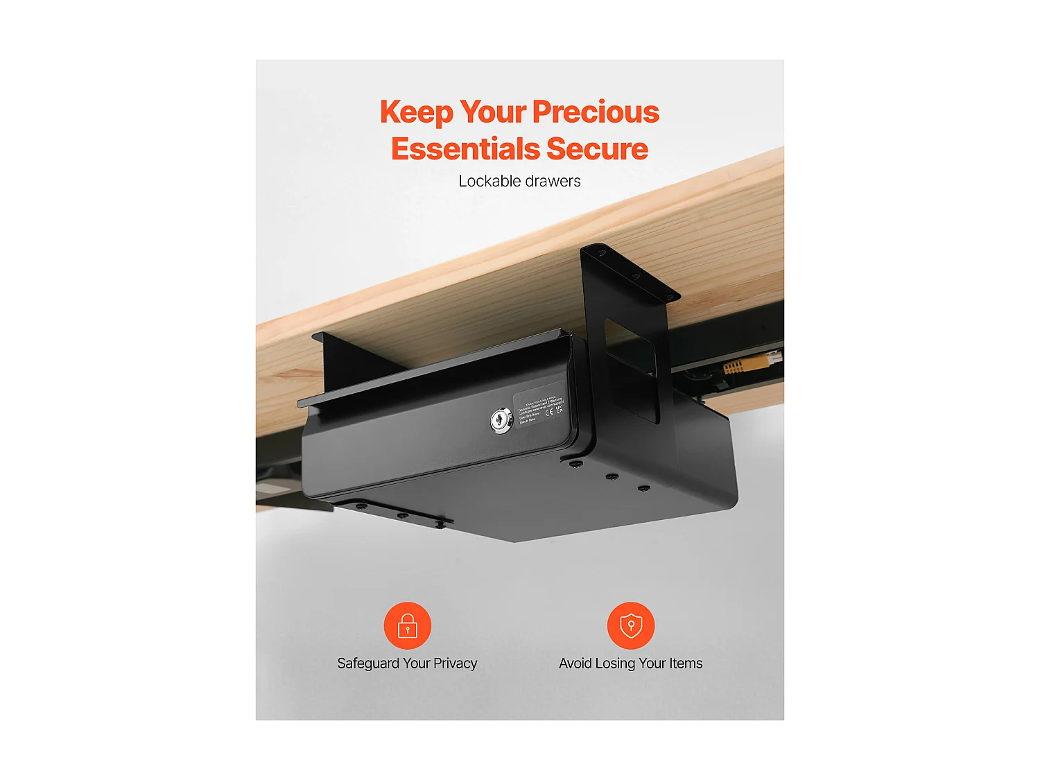 La Organizer SucceBuy Vergrendelbaar onder het Bureau van 33 cm Uitschuifbaar voor Thuiswerkplek