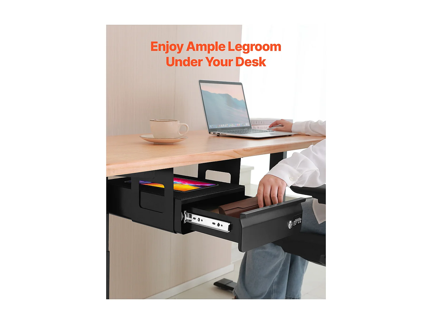 La Organizer SucceBuy Vergrendelbaar onder het Bureau van 33 cm Uitschuifbaar voor Thuiswerkplek