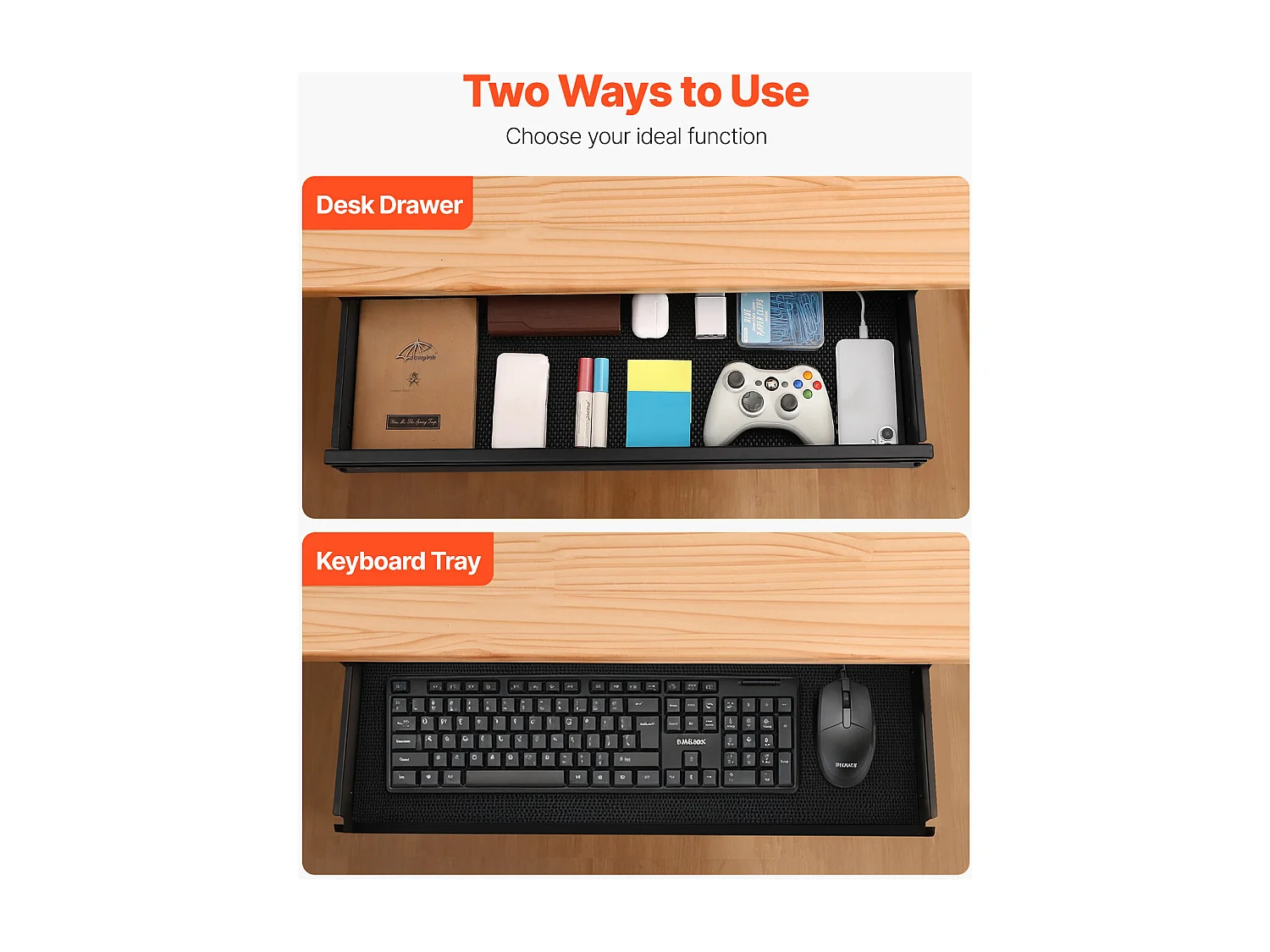 Organiseur de Tiroir SucceBuy sous Bureau 68 cm Coulissant Gain de Place pour le Bureau à Domicile