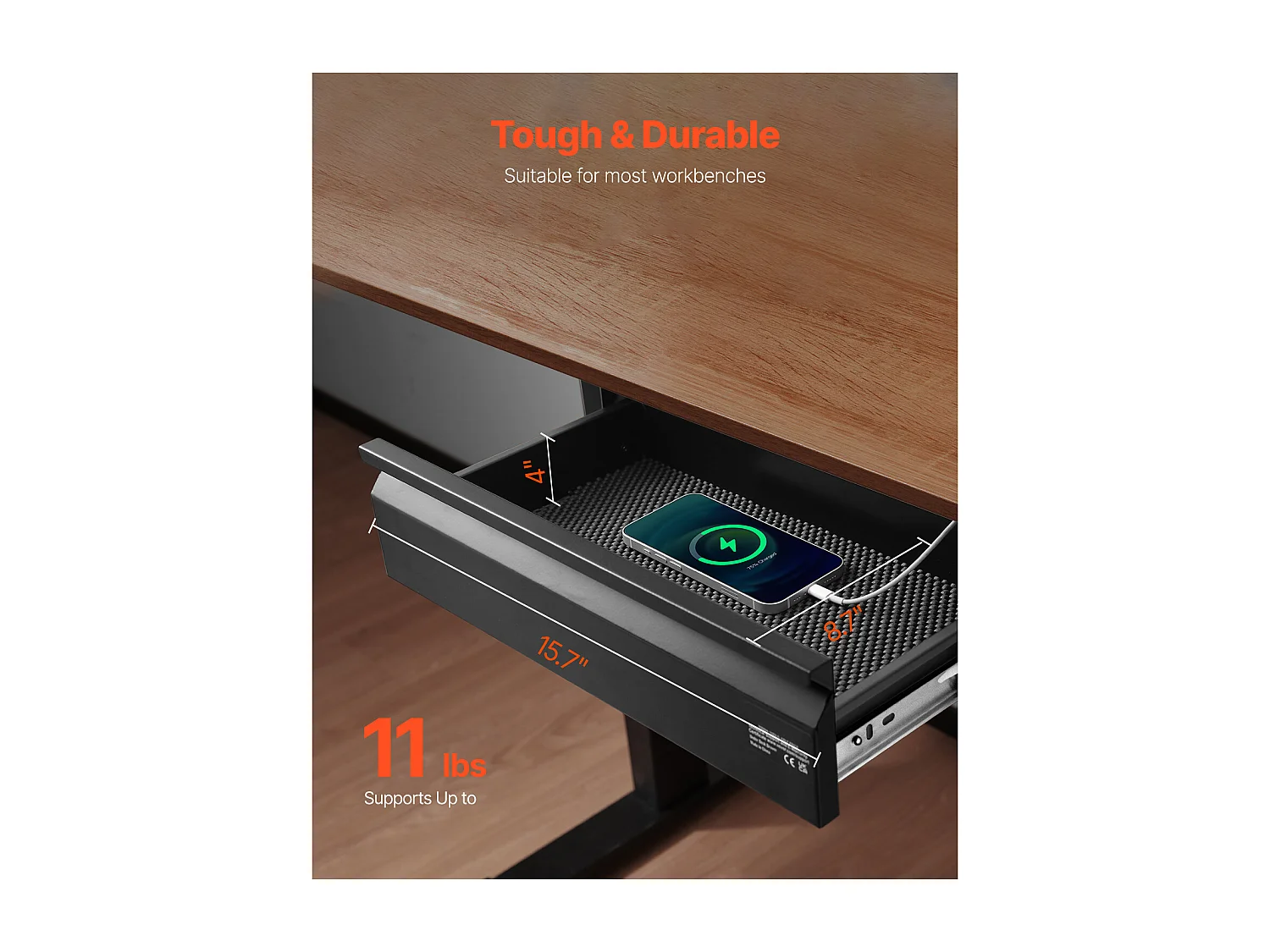 Schubladenorganizer SucceBuy Schiebbar unter dem Schreibtisch 40 cm für das Zuhause und das Büro für Sitz-Steh Arbeitsplatz im Büro