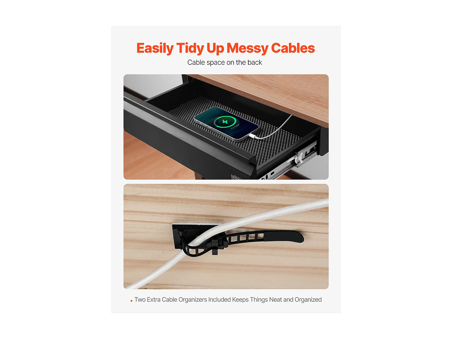 Schubladenorganizer SucceBuy Schiebbar unter dem Schreibtisch 40 cm für das Zuhause und das Büro für Sitz-Steh Arbeitsplatz im Büro