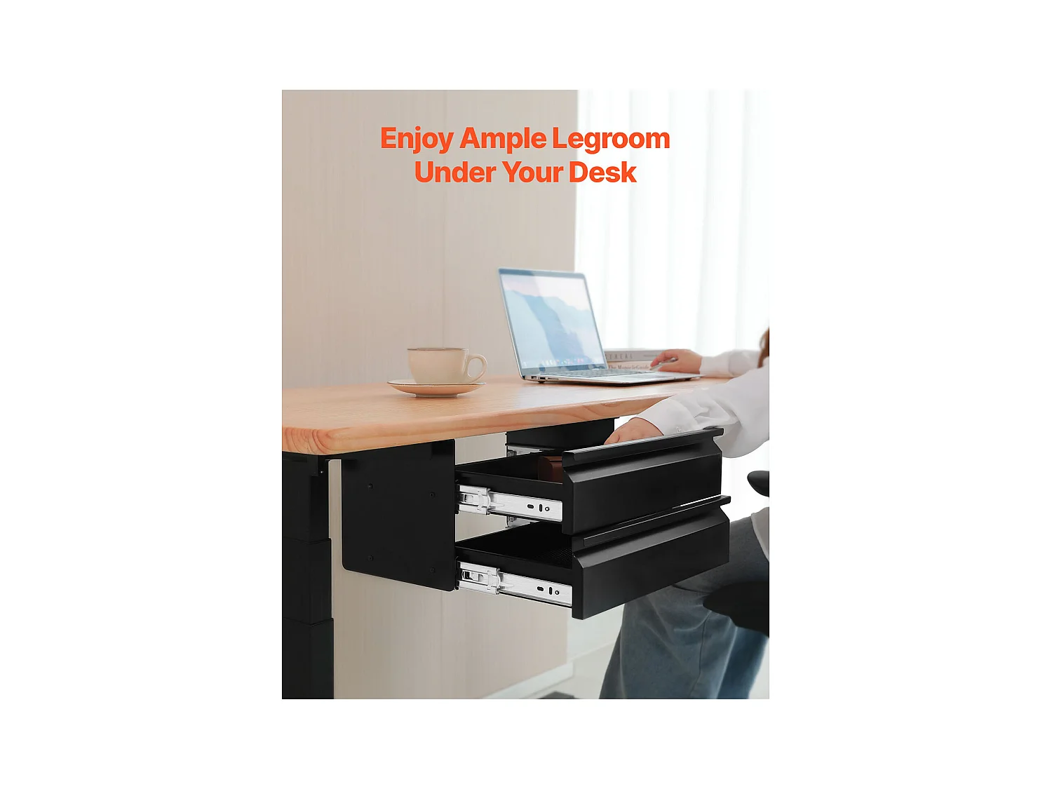 Organizer do Szuflad SucceBuy pod Biurko 40 cm Wsuwany Oszczędzający Miejsce, Ukryty Organizer do Przechowywania z 2 Poziomami