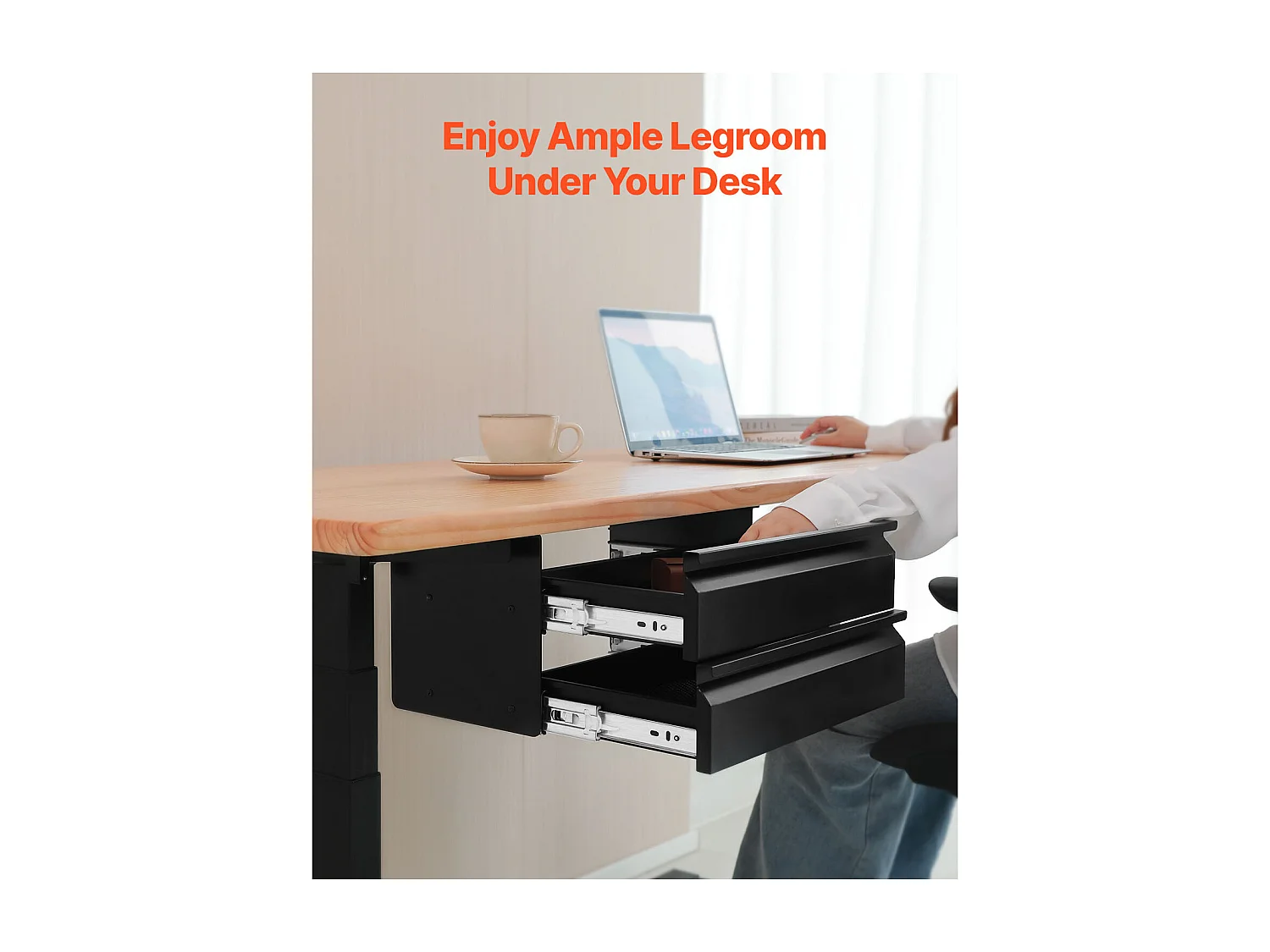 Organiseur de Tiroir SucceBuy sous le Bureau 40 cm Coulissant Gain de Place, Organiseur de Rangement Dissimulé à 2 Niveaux