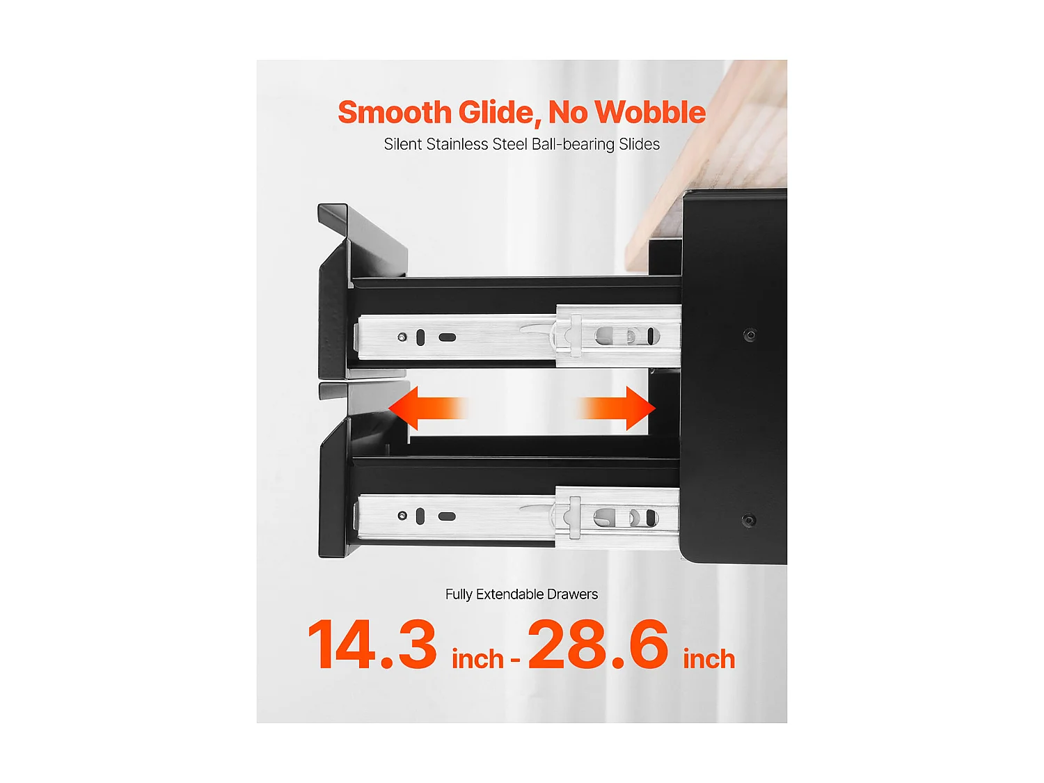 Organiseur de Tiroir SucceBuy sous le Bureau 40 cm Coulissant Gain de Place, Organiseur de Rangement Dissimulé à 2 Niveaux