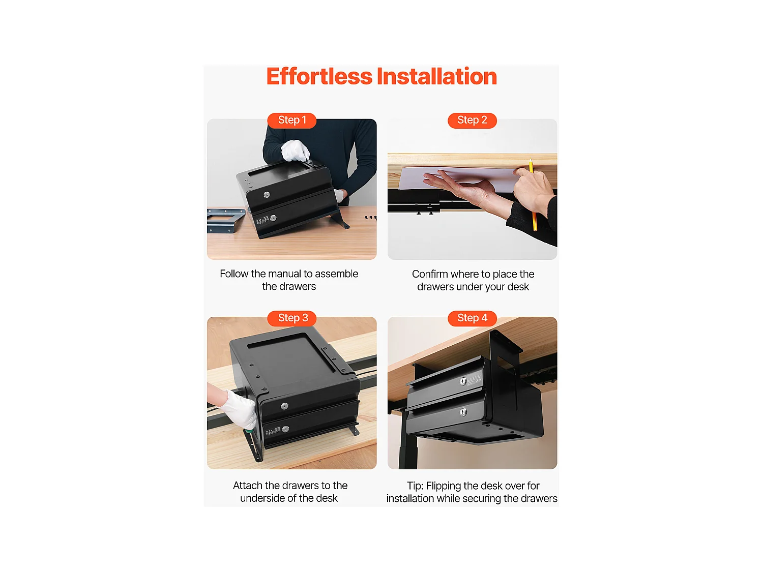 Schubladen Organizer SucceBuy Verriegelbar von 33 cm unter dem Schreibtisch Ausziehbar Organizer für Zuhause