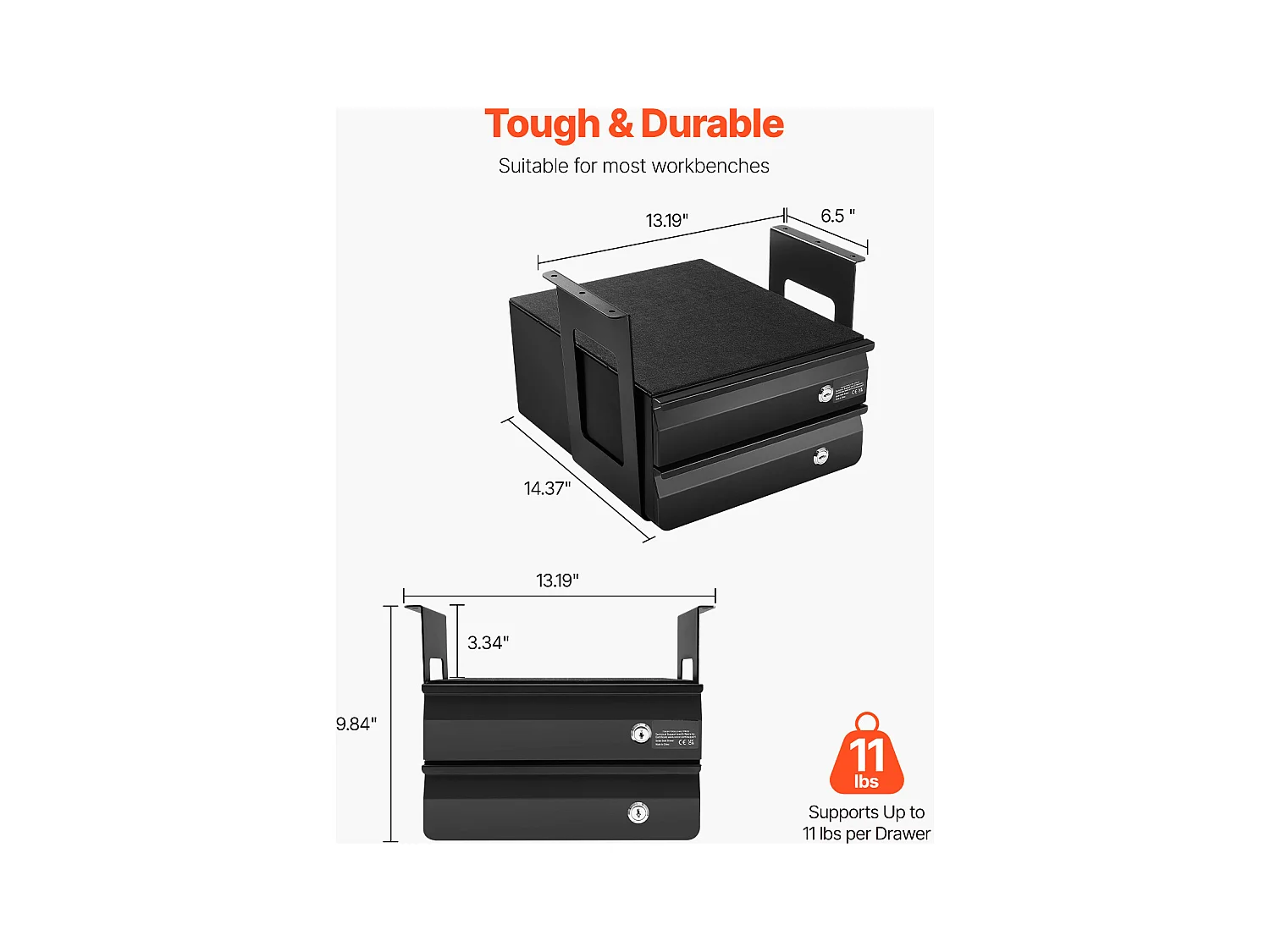 Schubladen Organizer SucceBuy Verriegelbar von 33 cm unter dem Schreibtisch Ausziehbar Organizer für Zuhause