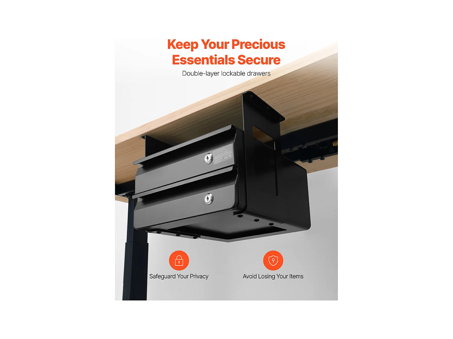 Schubladen Organizer SucceBuy Verriegelbar von 33 cm unter dem Schreibtisch Ausziehbar Organizer für Zuhause