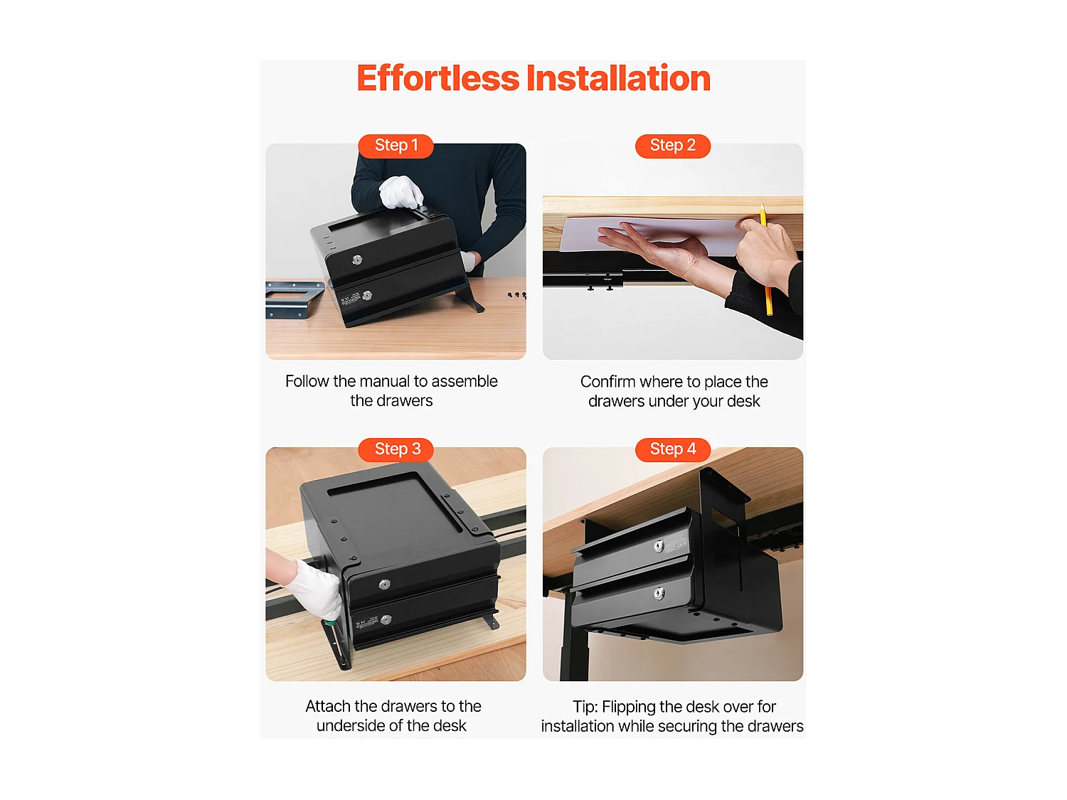 Organiseur de Tiroir SucceBuy Verrouillable de 33 cm sous le Bureau Organiseur Coulissant pour la Maison