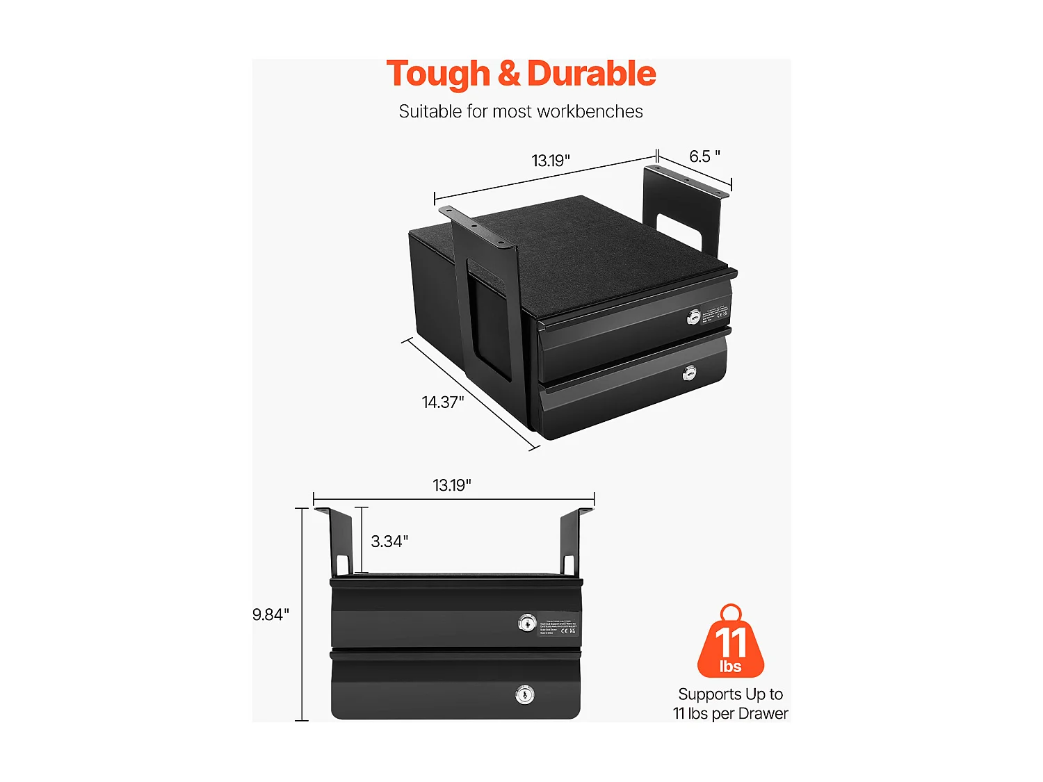 Organiseur de Tiroir SucceBuy Verrouillable de 33 cm sous le Bureau Organiseur Coulissant pour la Maison