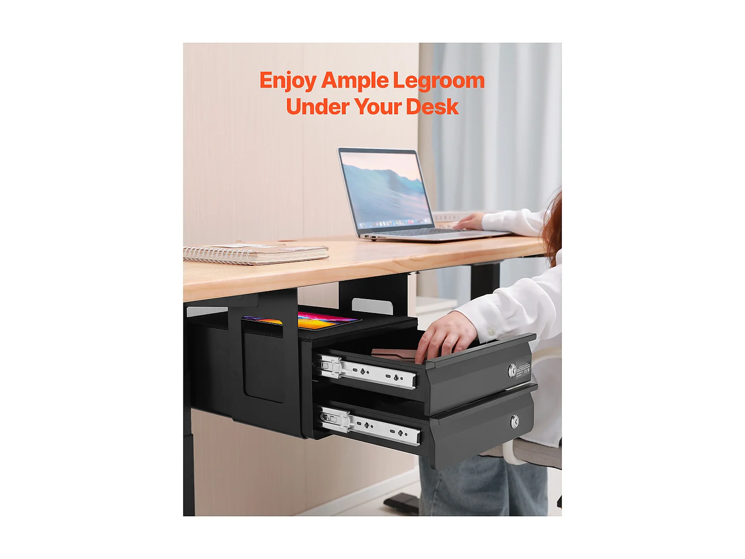 Organiseur de Tiroir SucceBuy Verrouillable de 33 cm sous le Bureau Organiseur Coulissant pour la Maison