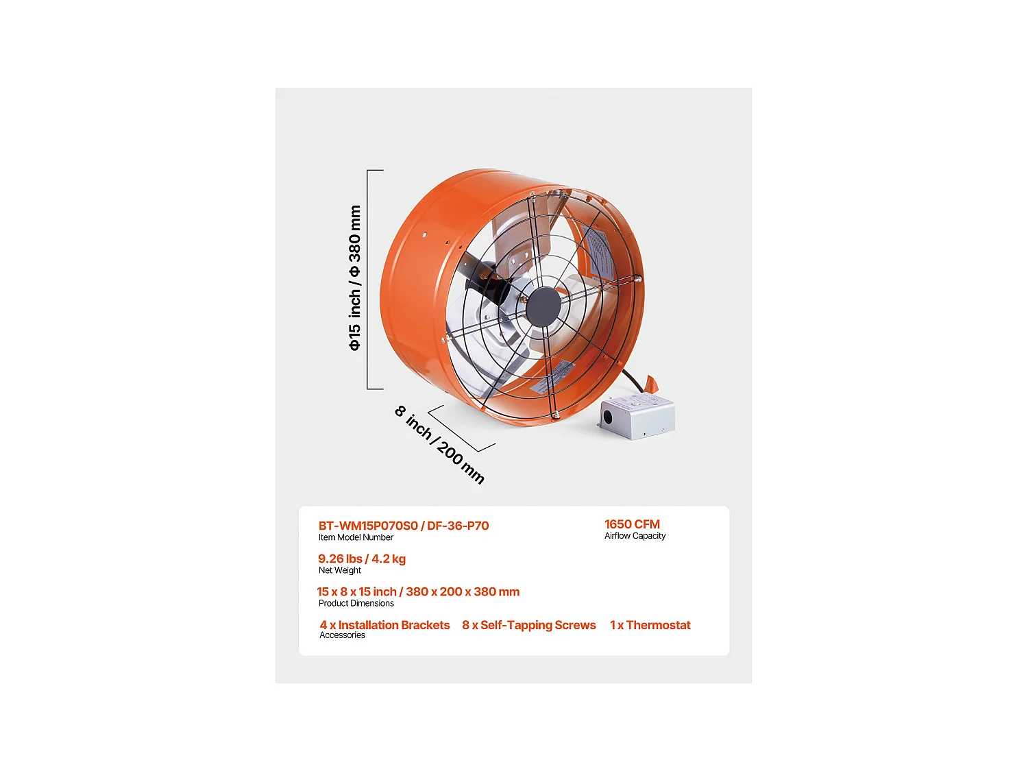 Ventilateur de Pignon SucceBuy 38cm Ventilateur d Extraction de Grenier de 1650 CFM avec Thermostat Réglable