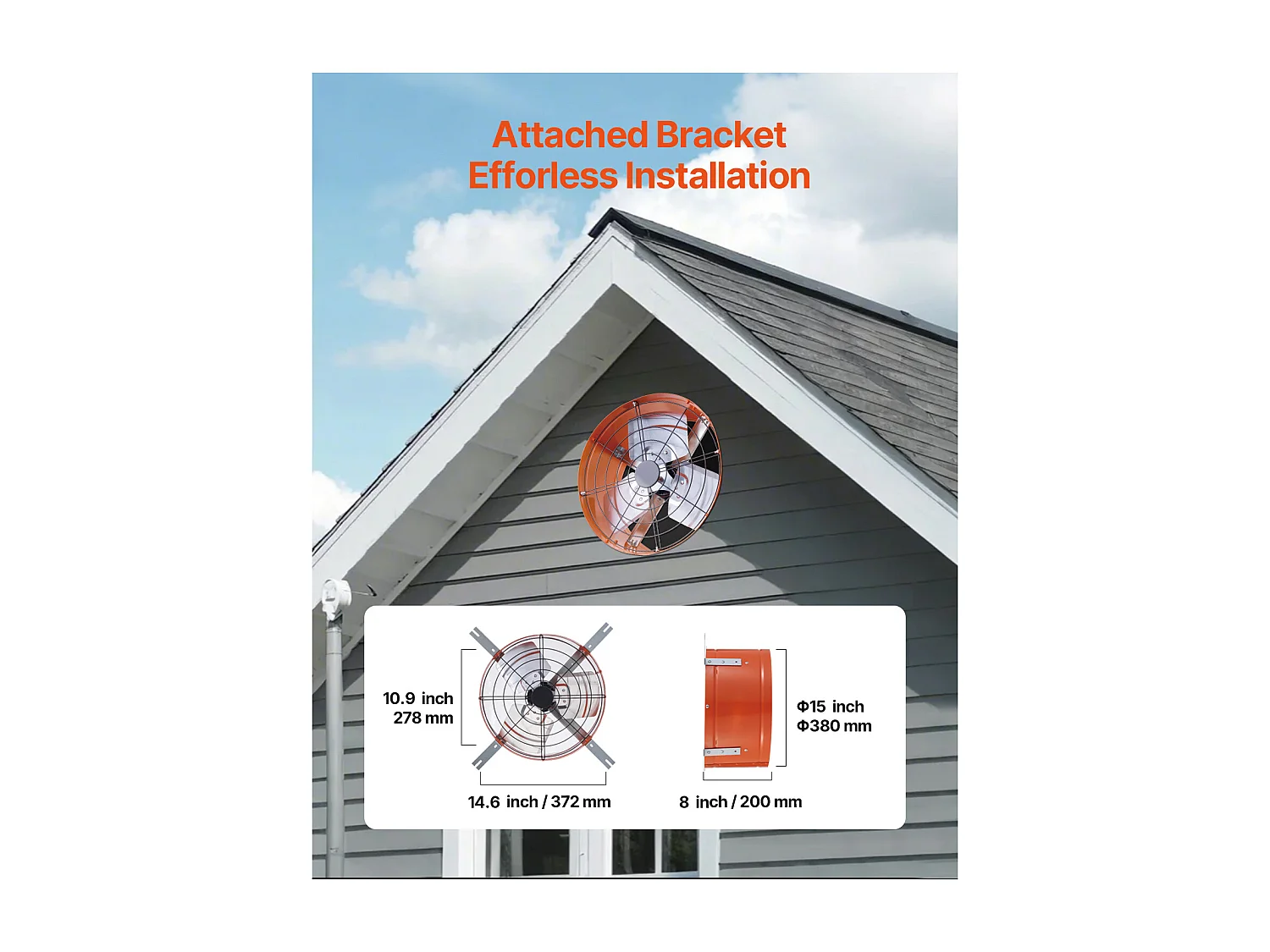 Ventilateur de Pignon SucceBuy 38cm Ventilateur d Extraction de Grenier de 1650 CFM avec Thermostat Réglable