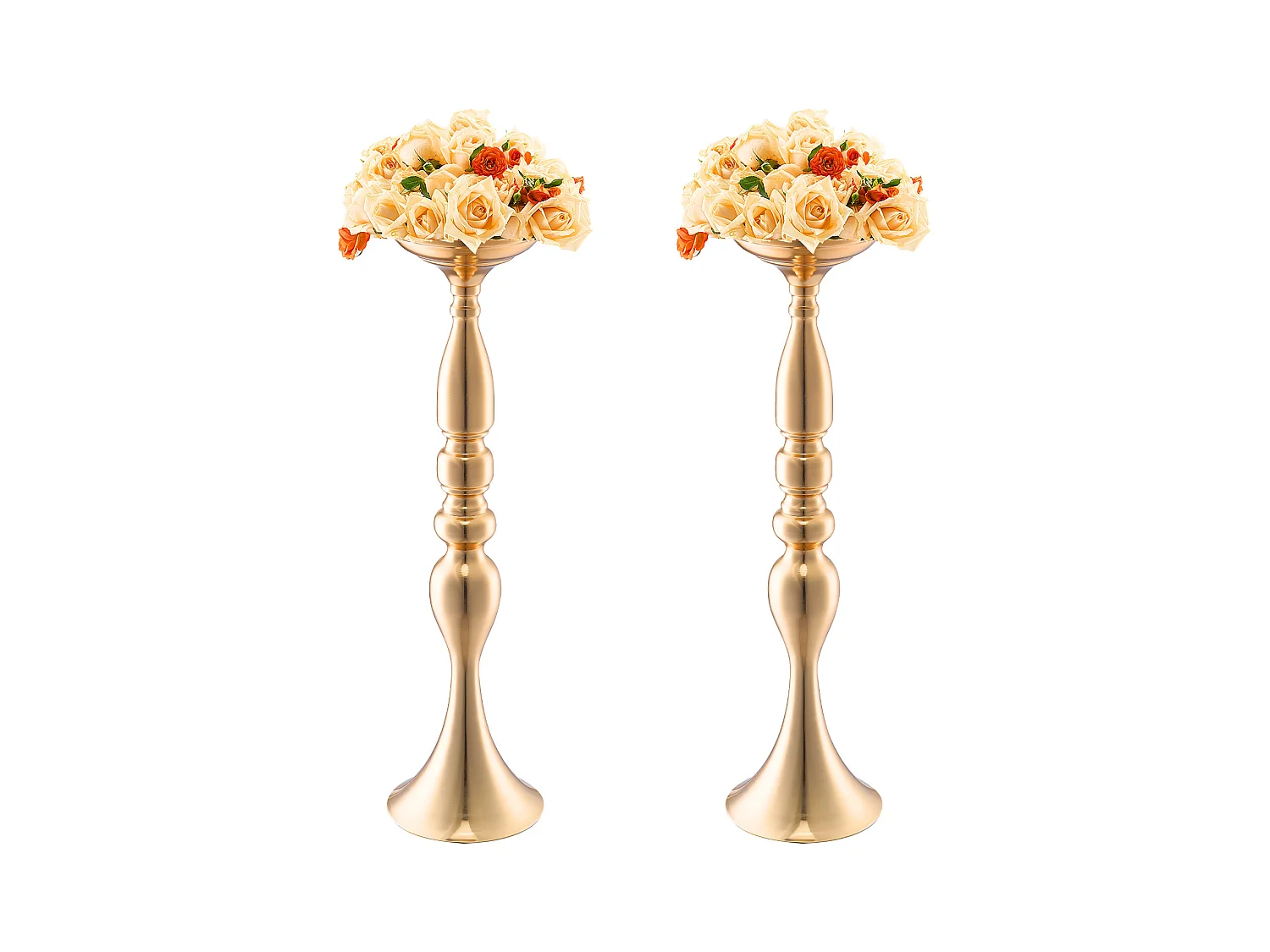 Vase SucceBuy Vase 24 Pièces 50 cm, Centre de Table en Métal, Doré, Floral, Fête de Mariage, Métal/Or