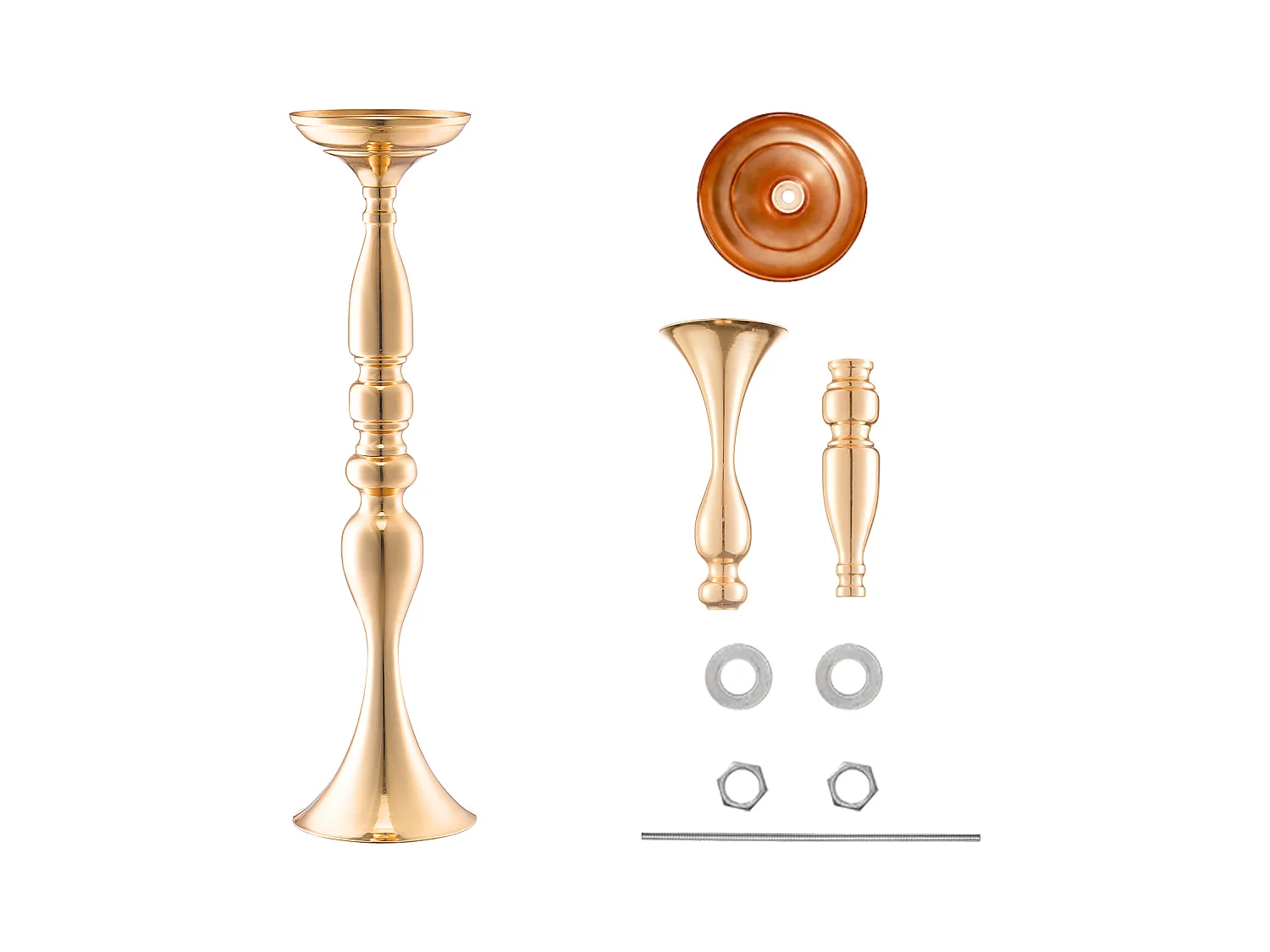 Vase SucceBuy 24er-Set 50 cm Vasen, Metall-Mittelstück, Gold, Blumen, für Hochzeitsfeiern, Metall/Gold