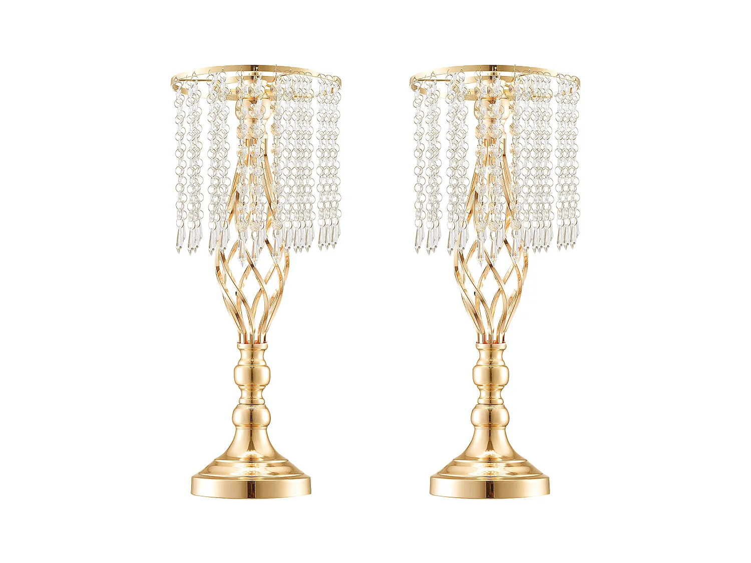 Vase SucceBuy Lot de 12 Vases en Cristal de 49 cm, Dorés, à Motifs Floraux, pour Mariage, Cérémonie, Métal/Doré