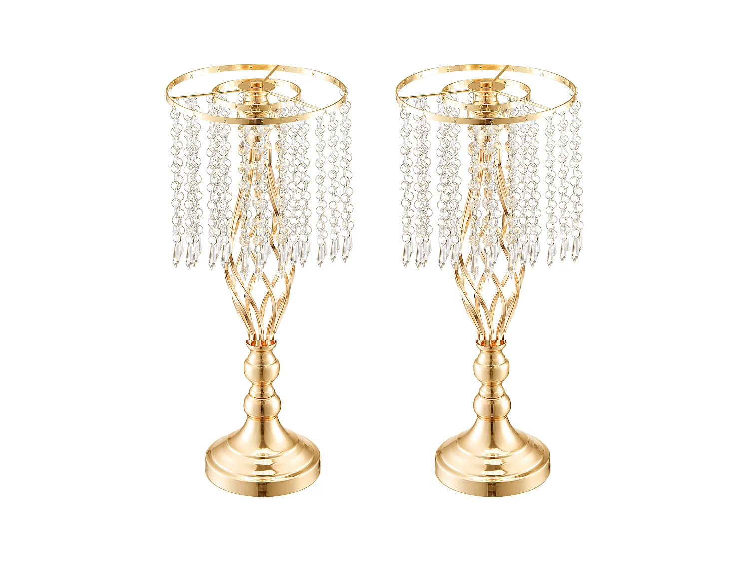 Vase SucceBuy Lot de 12 Vases en Cristal de 49 cm, Dorés, à Motifs Floraux, pour Mariage, Cérémonie, Métal/Doré