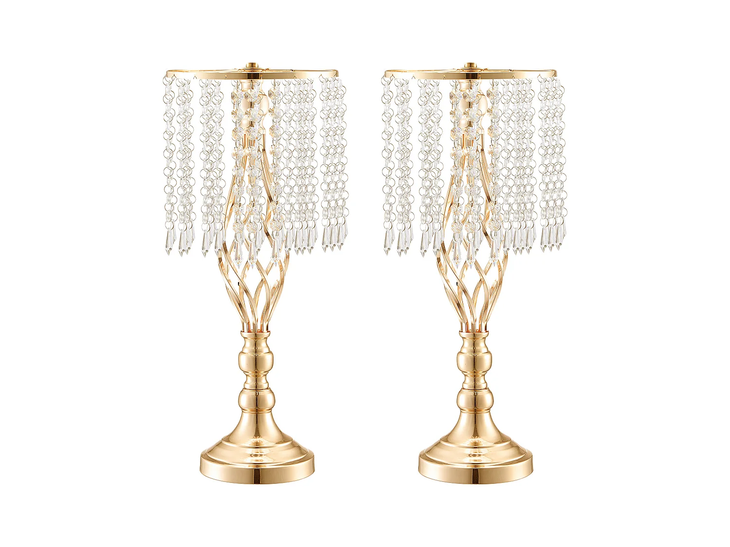 Vase SucceBuy Lot de 12 Vases en Cristal de 49 cm, Dorés, à Motifs Floraux, pour Mariage, Cérémonie, Métal/Doré