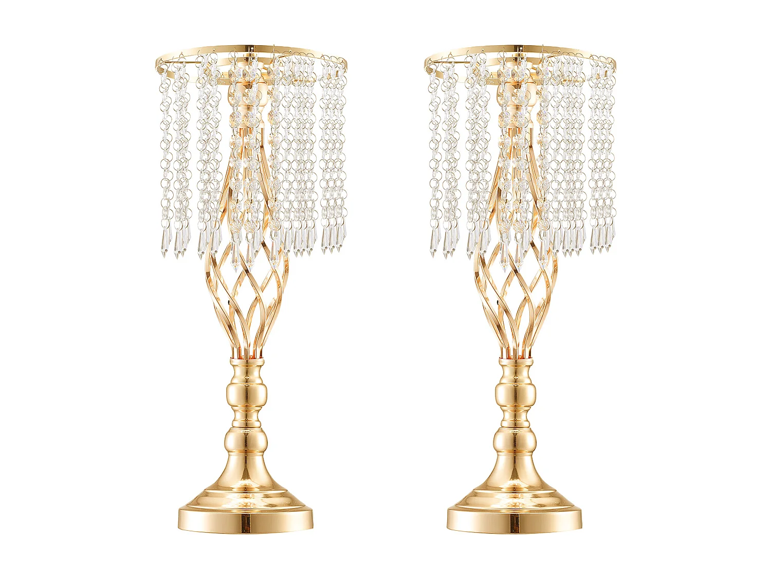 Vase SucceBuy Lot de 12 Vases en Cristal de 49 cm, Dorés, à Motifs Floraux, pour Mariage, Cérémonie, Métal/Doré