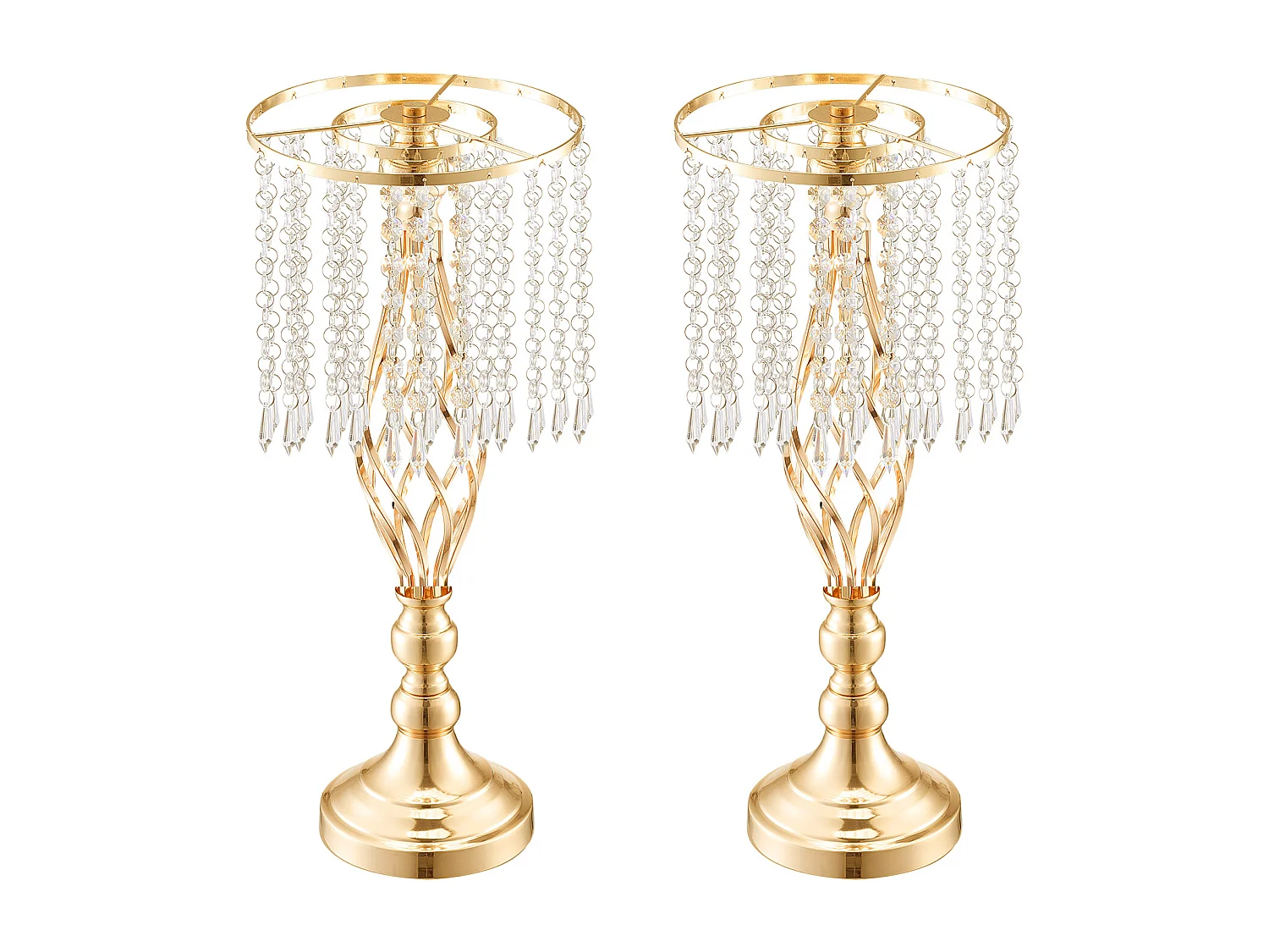 Vase SucceBuy Lot de 12 Vases en Cristal de 49 cm, Dorés, à Motifs Floraux, pour Mariage, Cérémonie, Métal/Doré