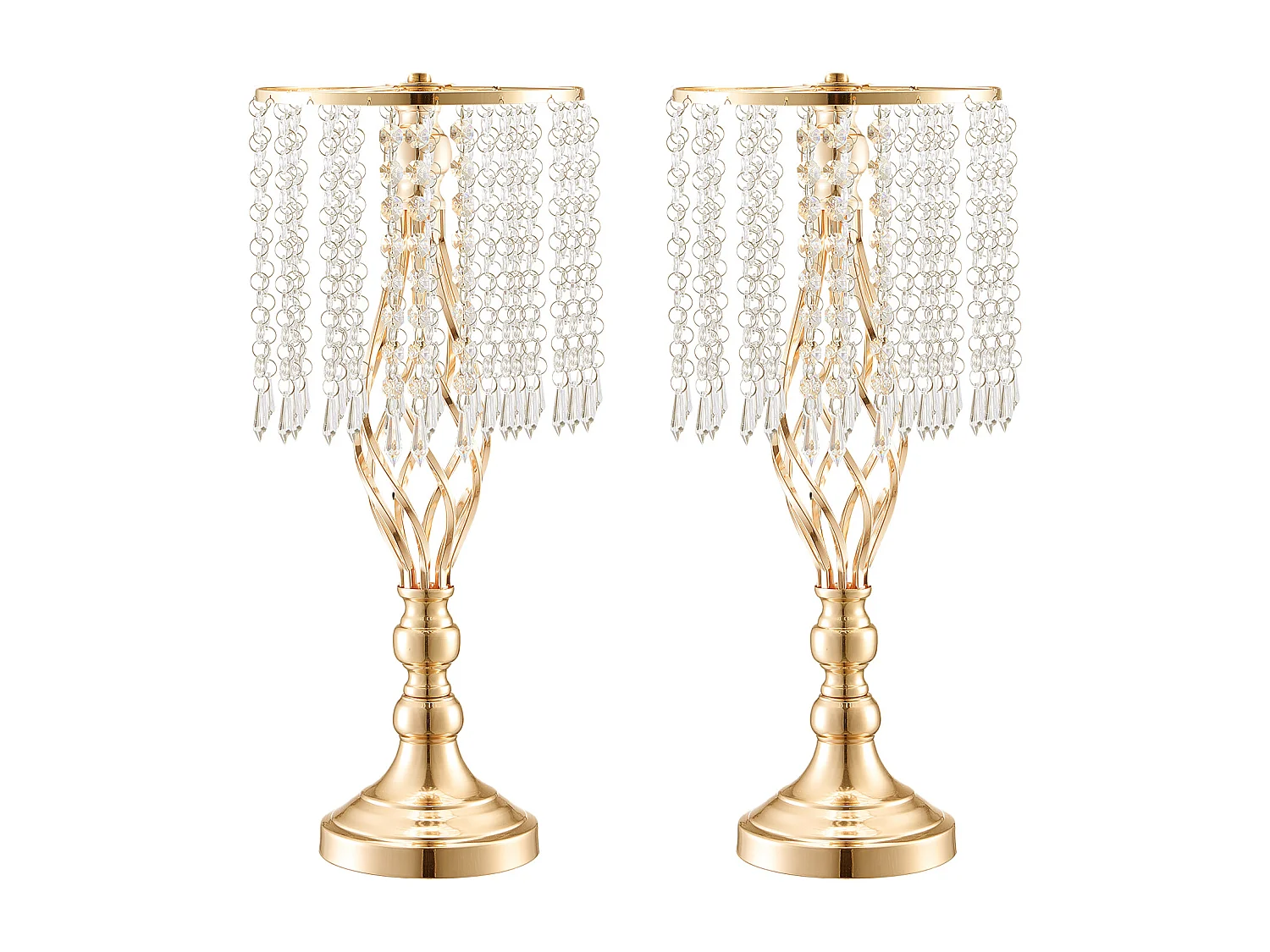 Vase SucceBuy Lot de 12 Vases en Cristal de 49 cm, Dorés, à Motifs Floraux, pour Mariage, Cérémonie, Métal/Doré