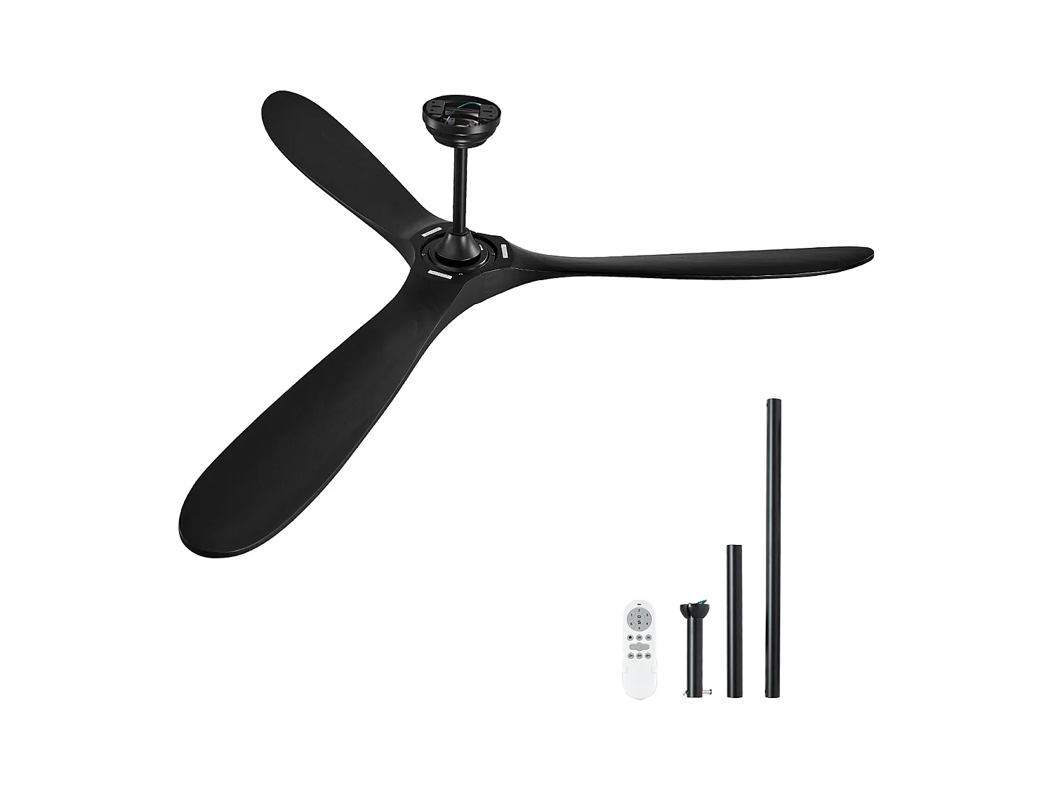 Ventilateur de Plafond à Pales en Bois SucceBuy 183cm sans Lumière avec Télécommande et Moteur Réversible Noir