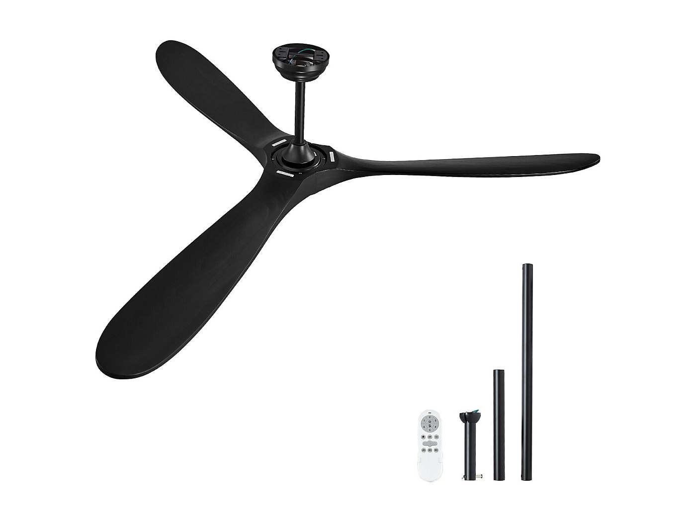 Ventilatore da Soffitto Silenzioso Fleves 132cm Motore DC Nero Senza
