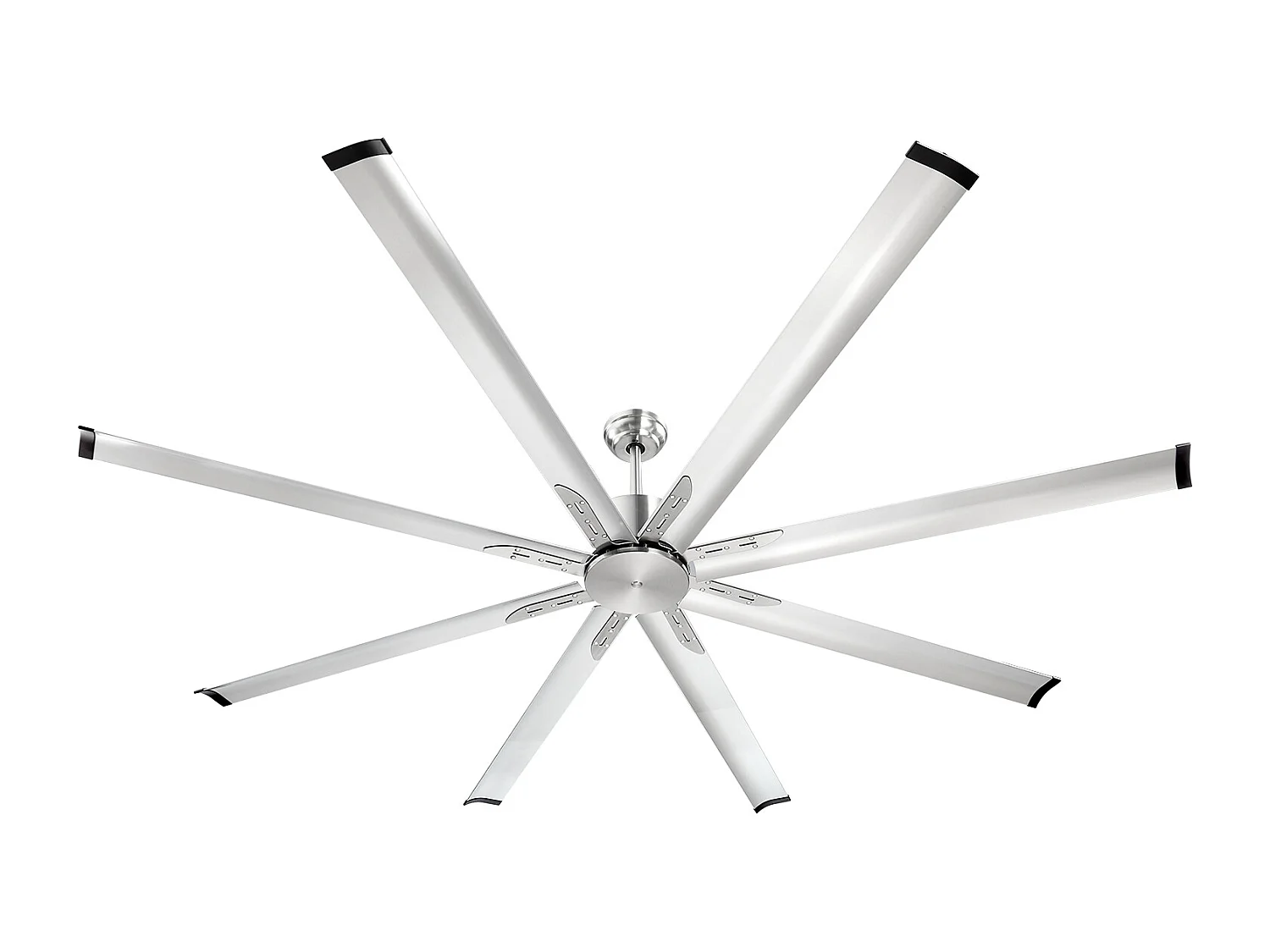 Ventilateur de Plafond en Aluminium SucceBuy 213 cm sans Lumière et Télécommande Nickel Brossé