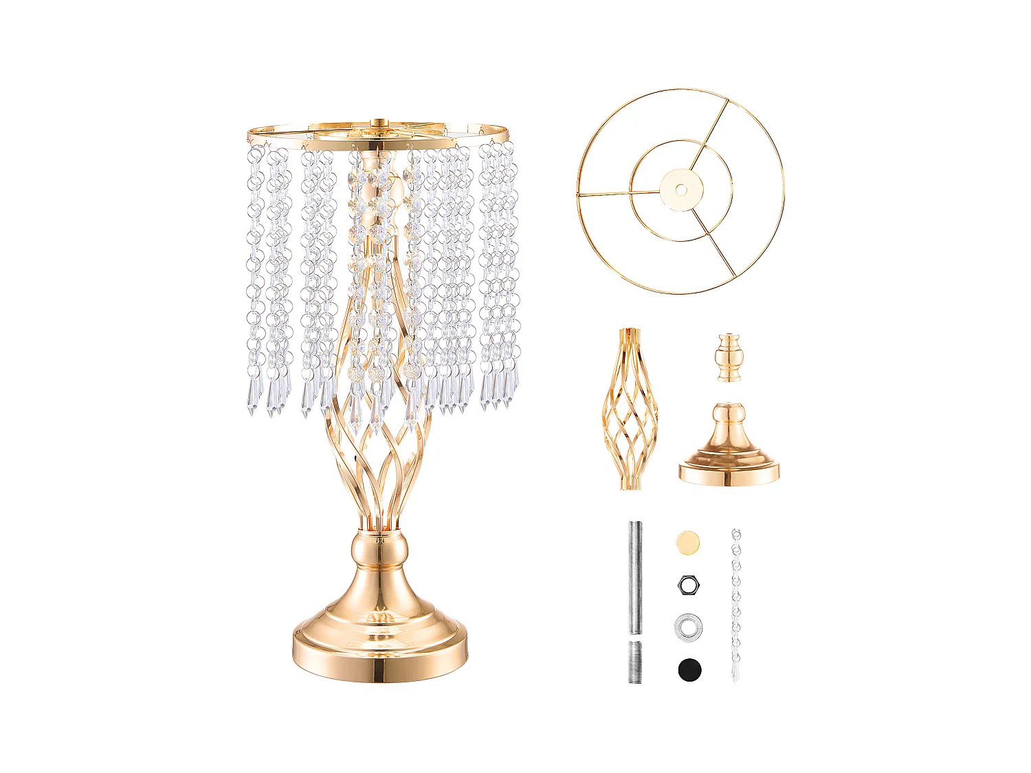 Vase SucceBuy Lot de 20 Supports de Fleurs de Mariage en Cristal de 43 cm de Haut, Vase Doré pour Décoration, Témoin de Vos Moments de Bonheur