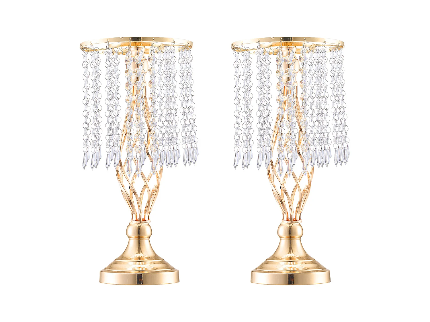 Vase SucceBuy Lot de 20 Supports de Fleurs de Mariage en Cristal de 43 cm de Haut, Vase Doré pour Décoration, Témoin de Vos Moments de Bonheur