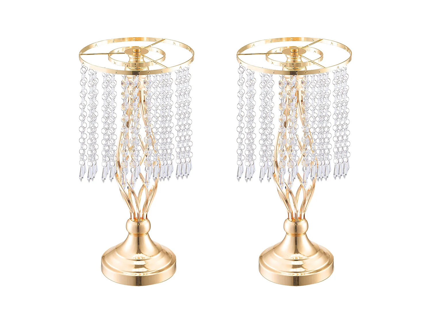 Vase SucceBuy Lot de 20 Supports de Fleurs de Mariage en Cristal de 43 cm de Haut, Vase Doré pour Décoration, Témoin de Vos Moments de Bonheur