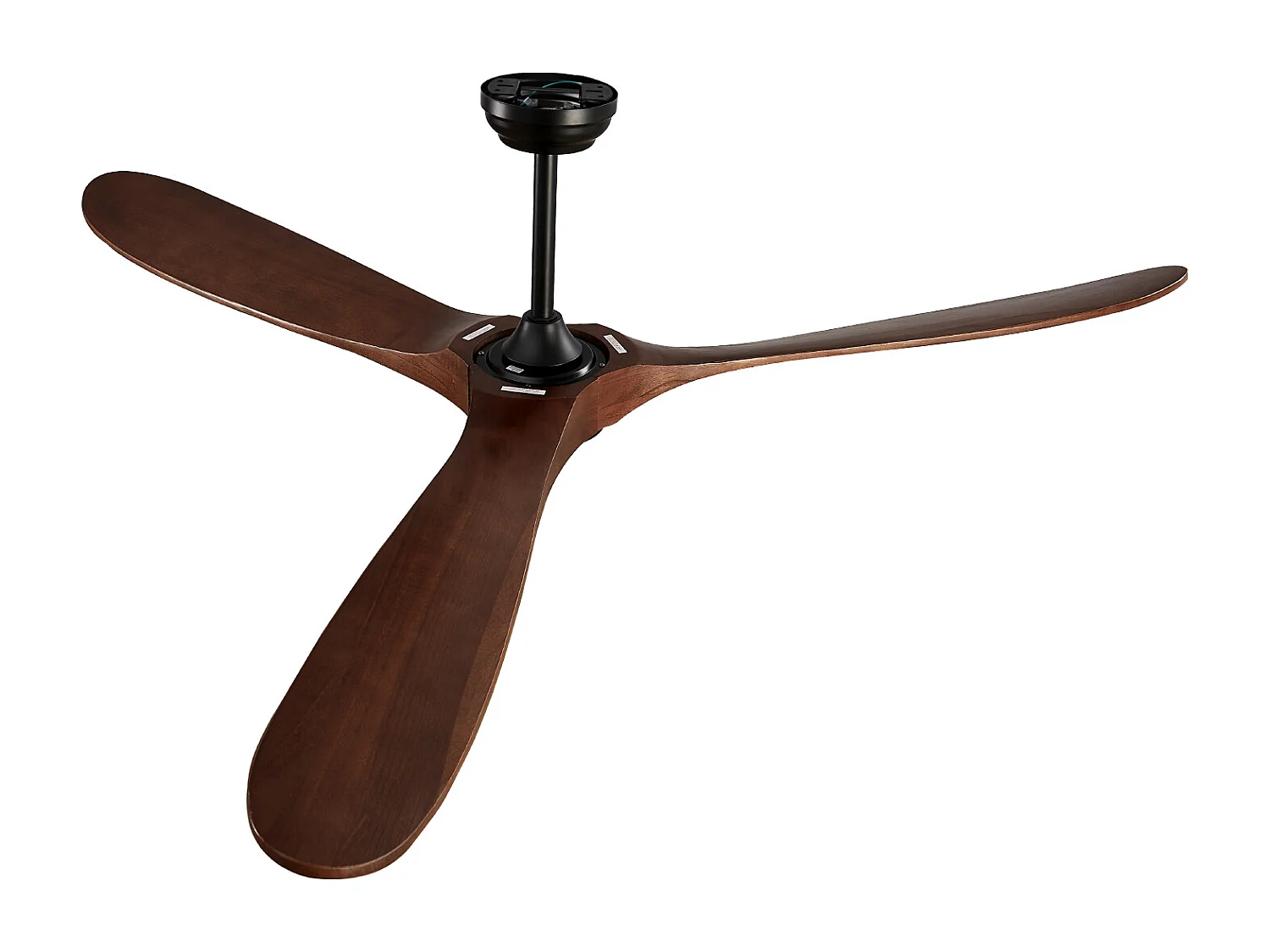 Plafondventilator met Houten Bladen SucceBuy 183cm zonder Licht met Afstandsbediening en Omkeerbare Motor in Walnoot