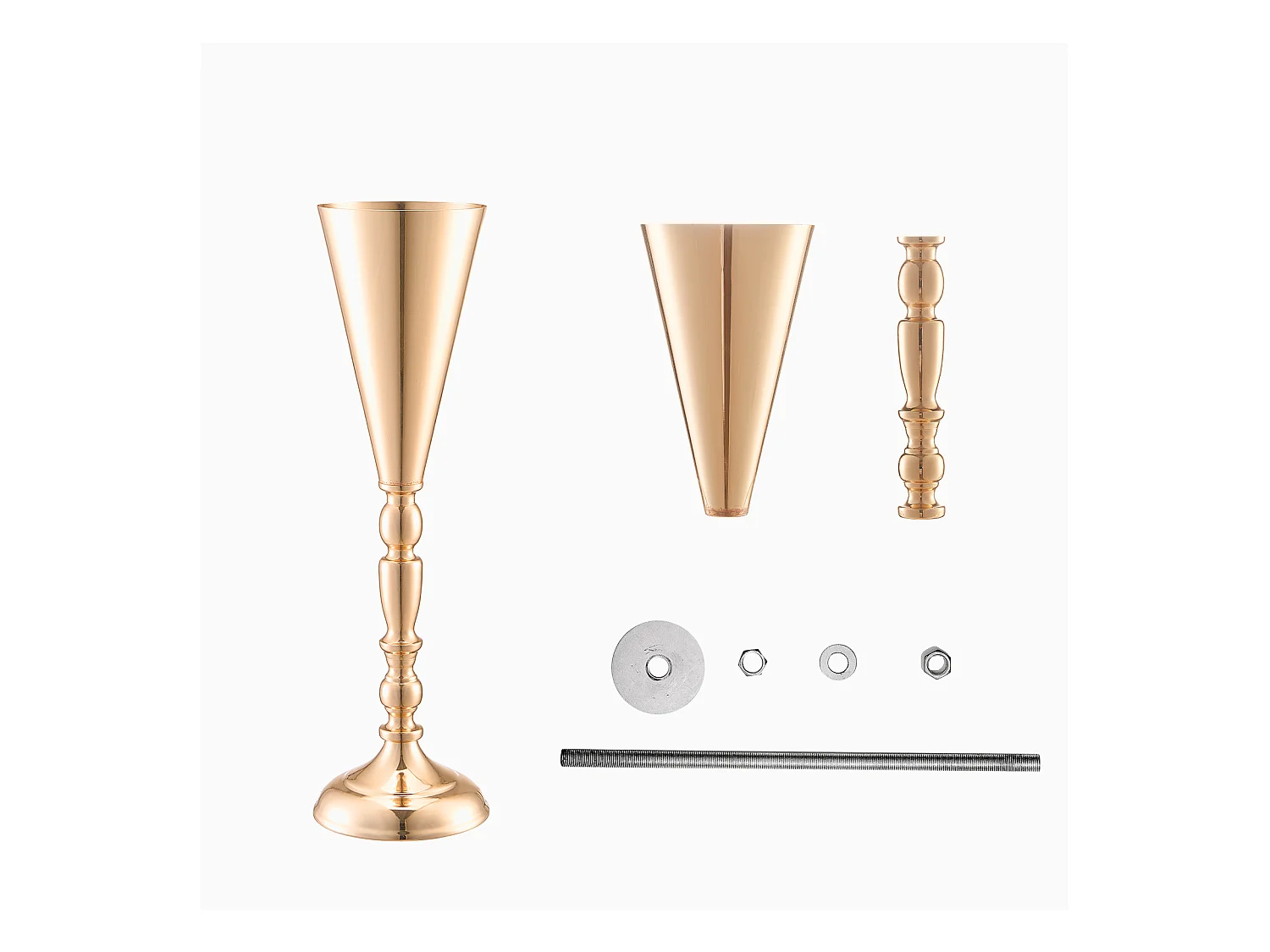 Vase SucceBuy Lot de 10 Vases à Fleurs de Mariage en Métal Doré de 43 cm de Haut pour Tables