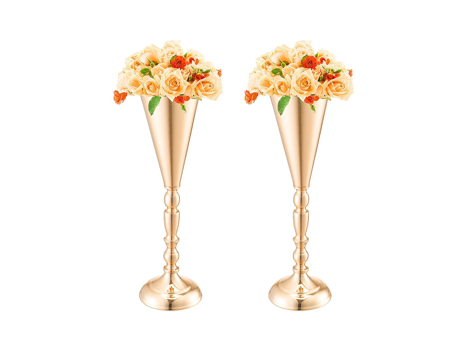 Vase SucceBuy Lot de 10 Vases à Fleurs de Mariage en Métal Doré de 43 cm de Haut pour Tables