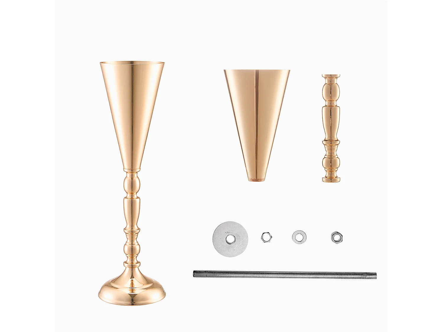 Vase SucceBuy Lot de 10 Vases à Fleurs de Mariage en Métal Doré de 43 cm de Haut pour Tables