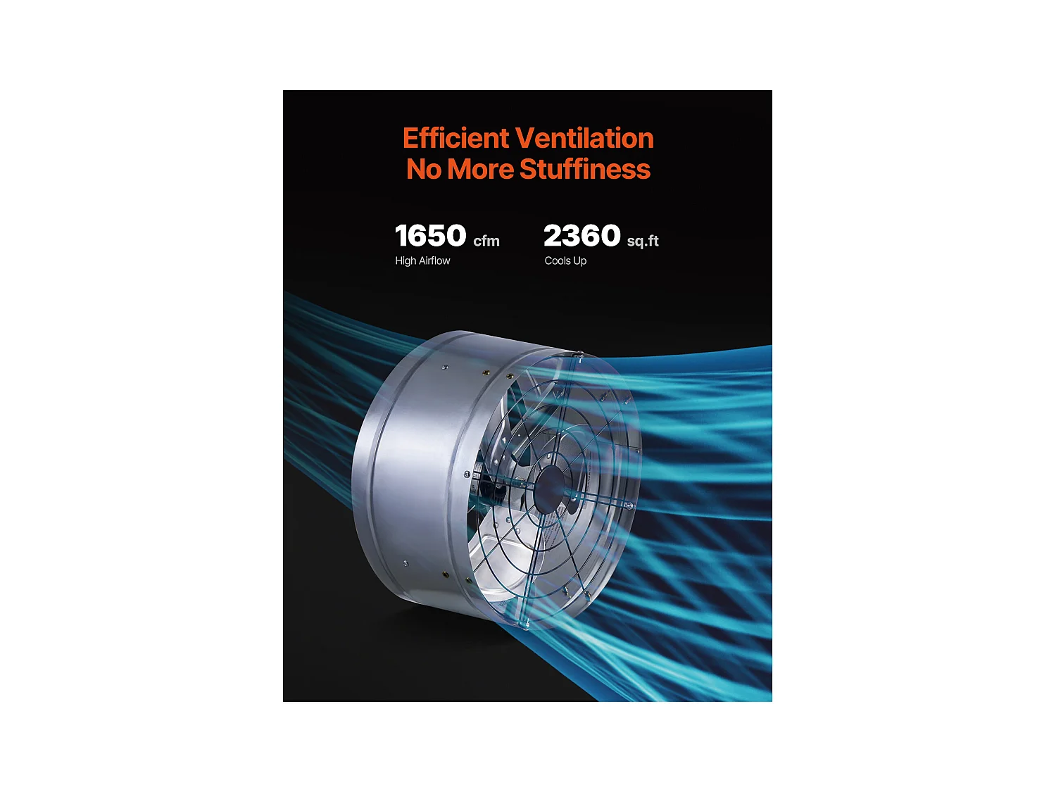 Ventilateur à Tambour SucceBuy 76cm Haute Vitesse 3 Vitesses 13000CFM pour Entrepôt