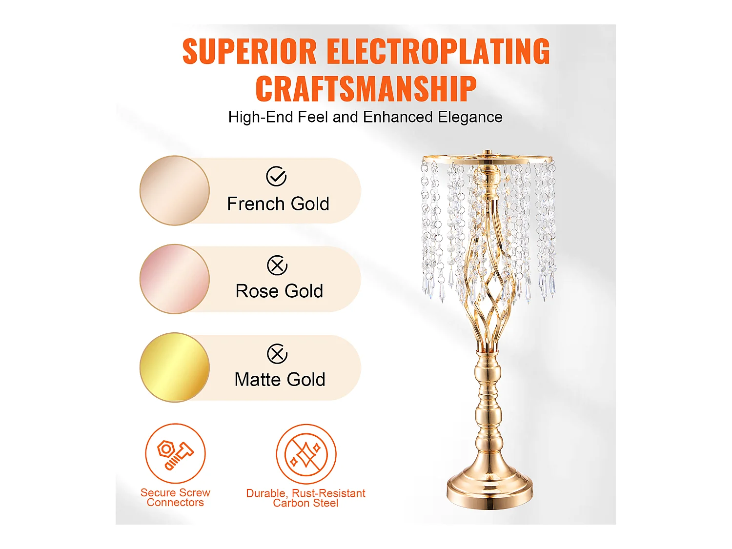 Vase SucceBuy Lot de 2 Vases à Fleurs en Cristal de 55 cm de Haut pour Mariage, Fête