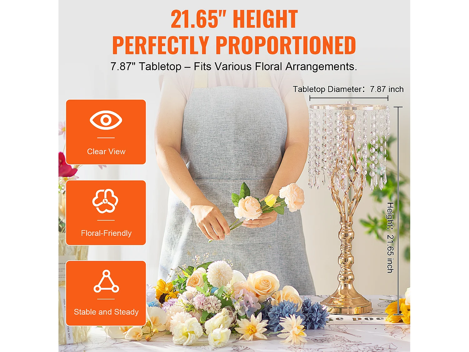 Vase SucceBuy Lot de 2 Vases à Fleurs en Cristal de 55 cm de Haut pour Mariage, Fête