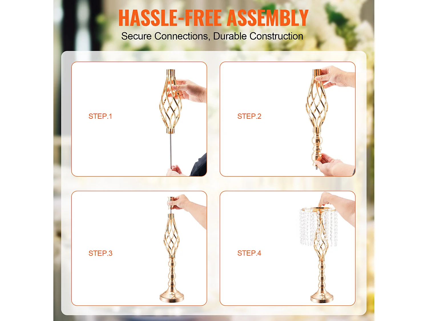 Vase SucceBuy Lot de 2 Vases à Fleurs en Cristal de 55 cm de Haut pour Mariage, Fête