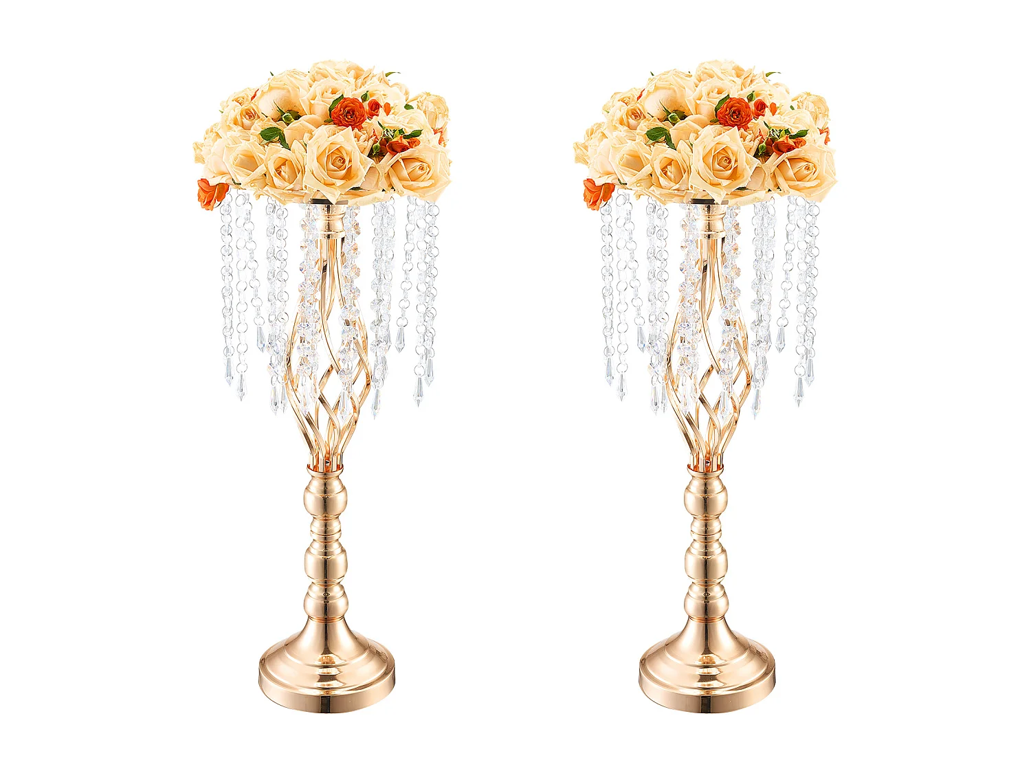 Vase SucceBuy Lot de 2 Vases à Fleurs en Cristal de 55 cm de Haut pour Mariage, Fête