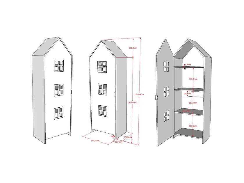 Armoire Enfant Maison "Casami Bruges" 171cm Blanc