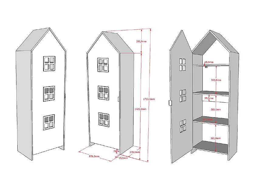 Armoire Enfant Maison "Casami Bruges" 171cm Blanc